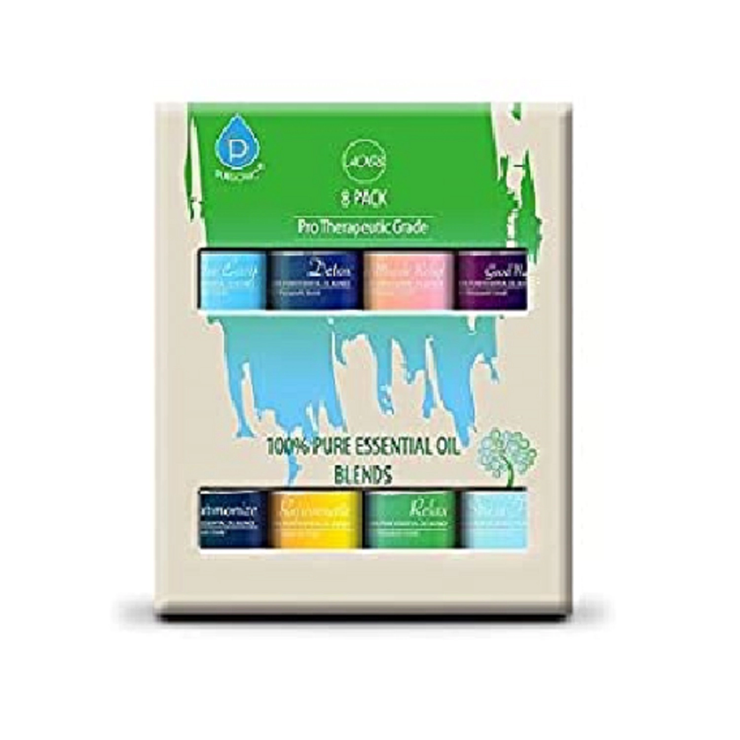 Pursonic Unisex 100% Pure Essential Aromatherapy Oils – 8 Pack