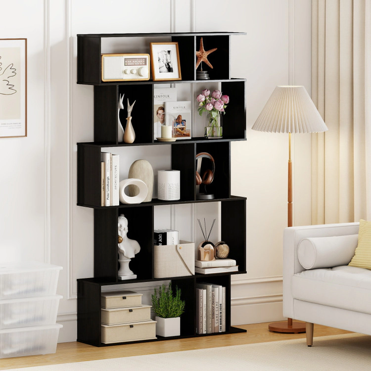 Hivvago Geometric Bookshelf 5-Tier Bookcase with Open Shelves and Closed-back Cubes