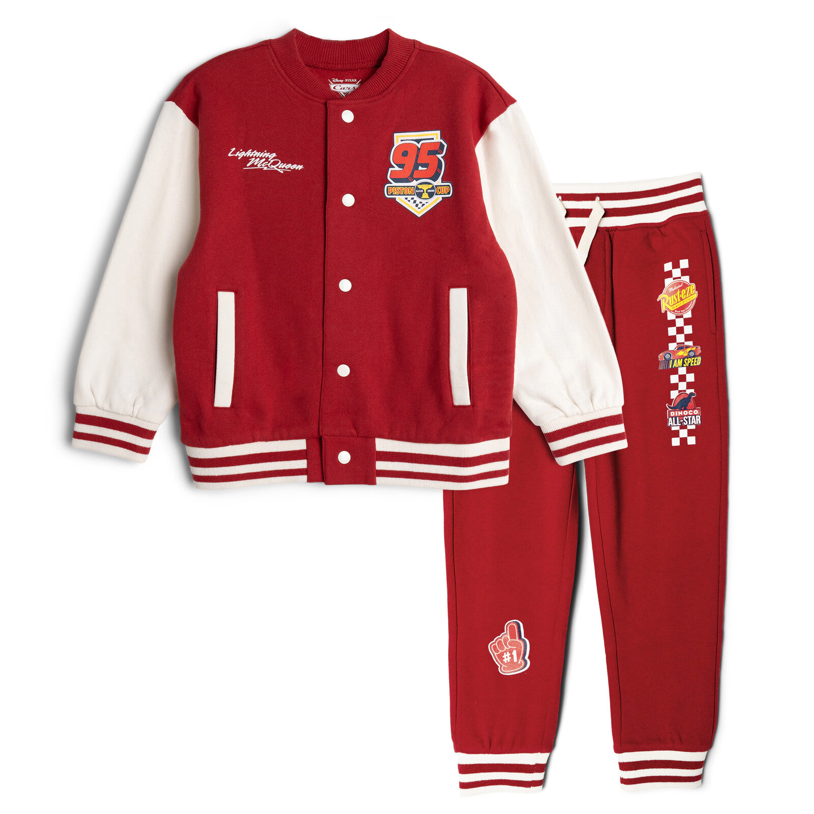 Disney Cars Lightning McQueen Boys' Fleece Varsity Jacket and Pants Set