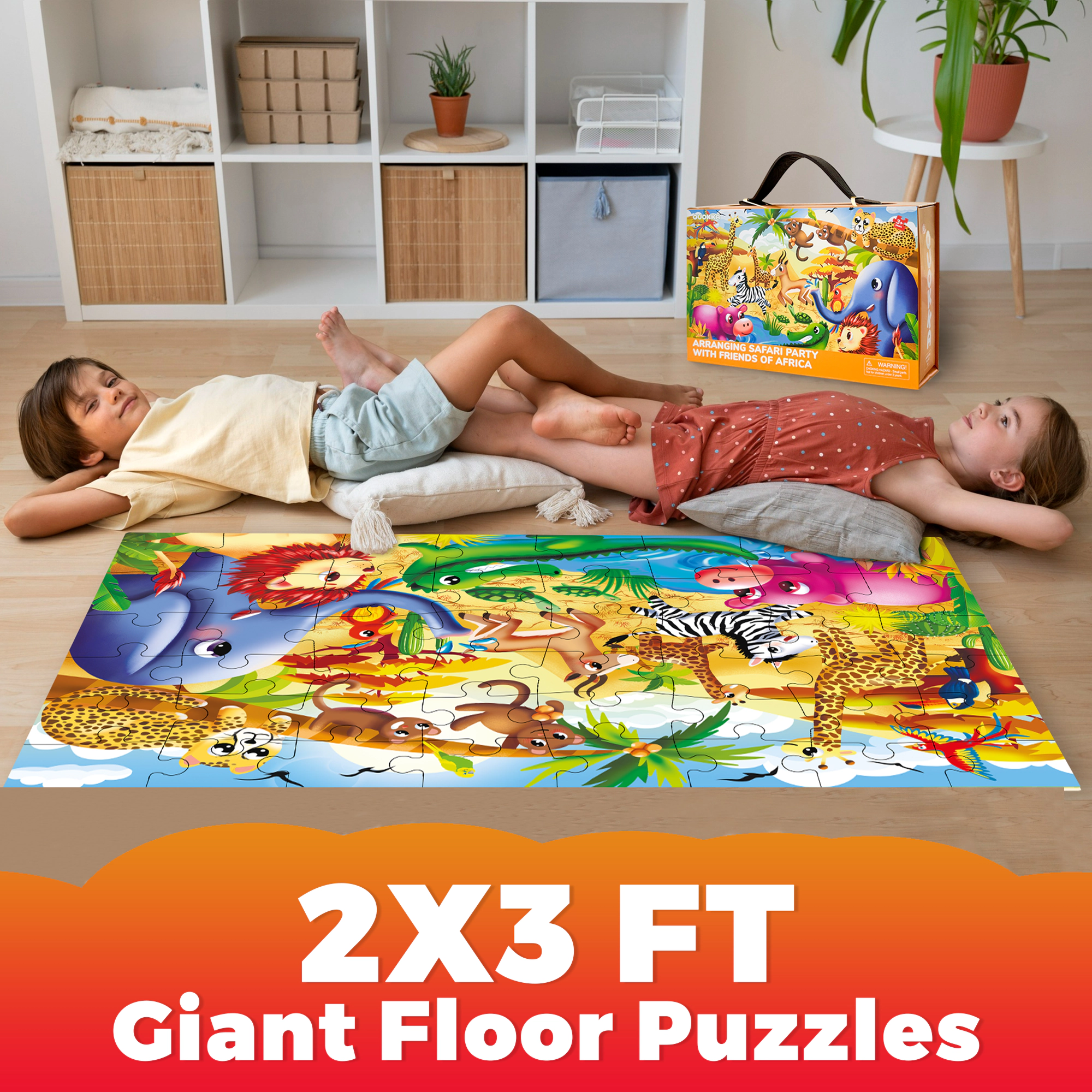 QUOKKA 2x3 FT Giant Floor Jigsaw Puzzle, Interactive Learning Activity for Kids Ages 4-6