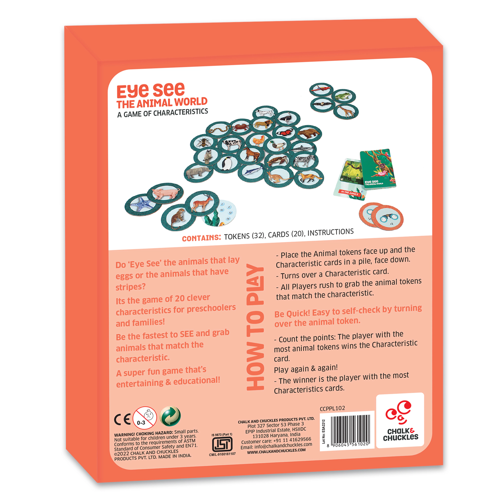 Chalk & Chuckles Eye See - Animals Card Game - 2-4 Players