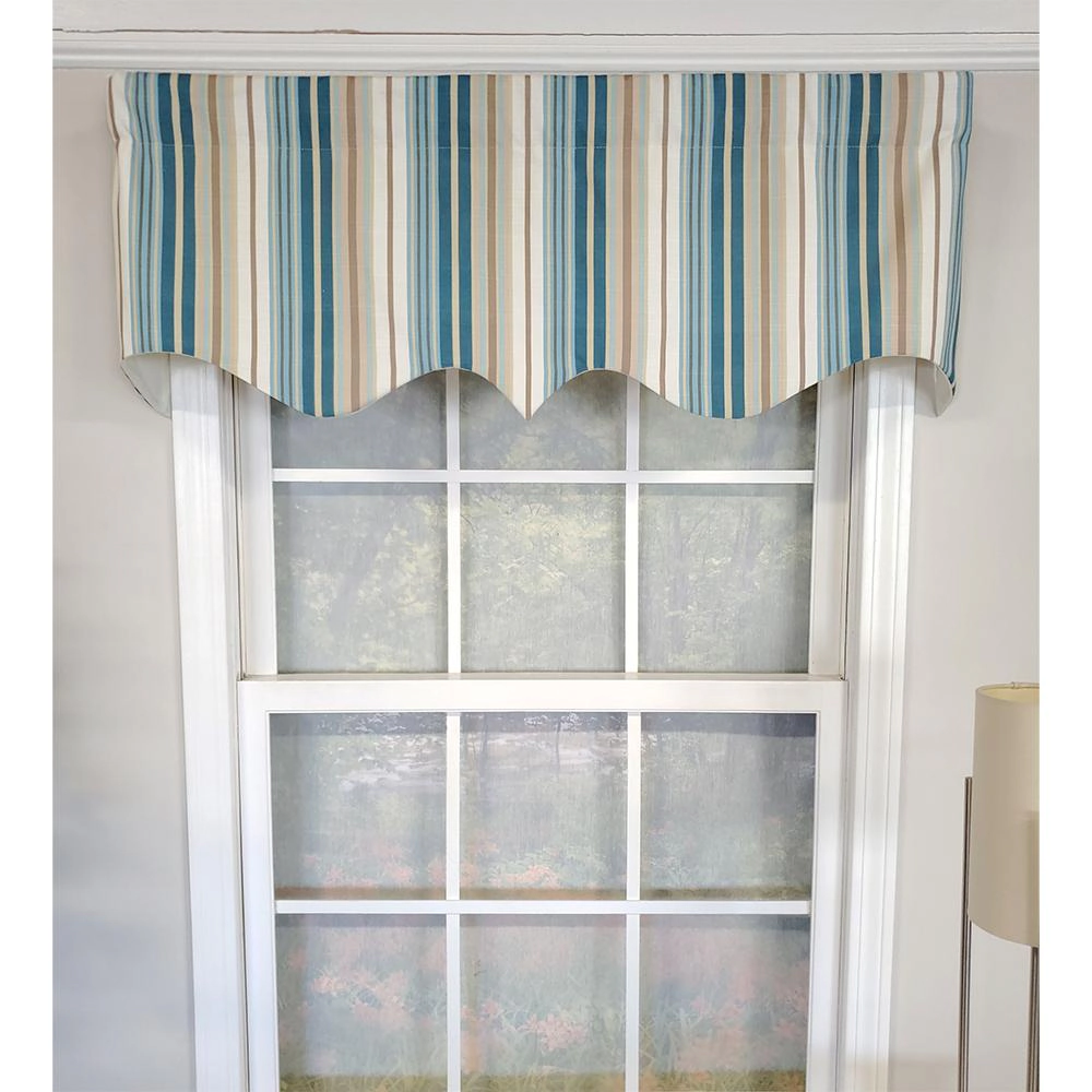 RLF Home Elisa Stripe Regal 100% Cotton with Fully Lined 3" Rod Pocket High Quality Spot Clean Valance 50" x 17" Blue