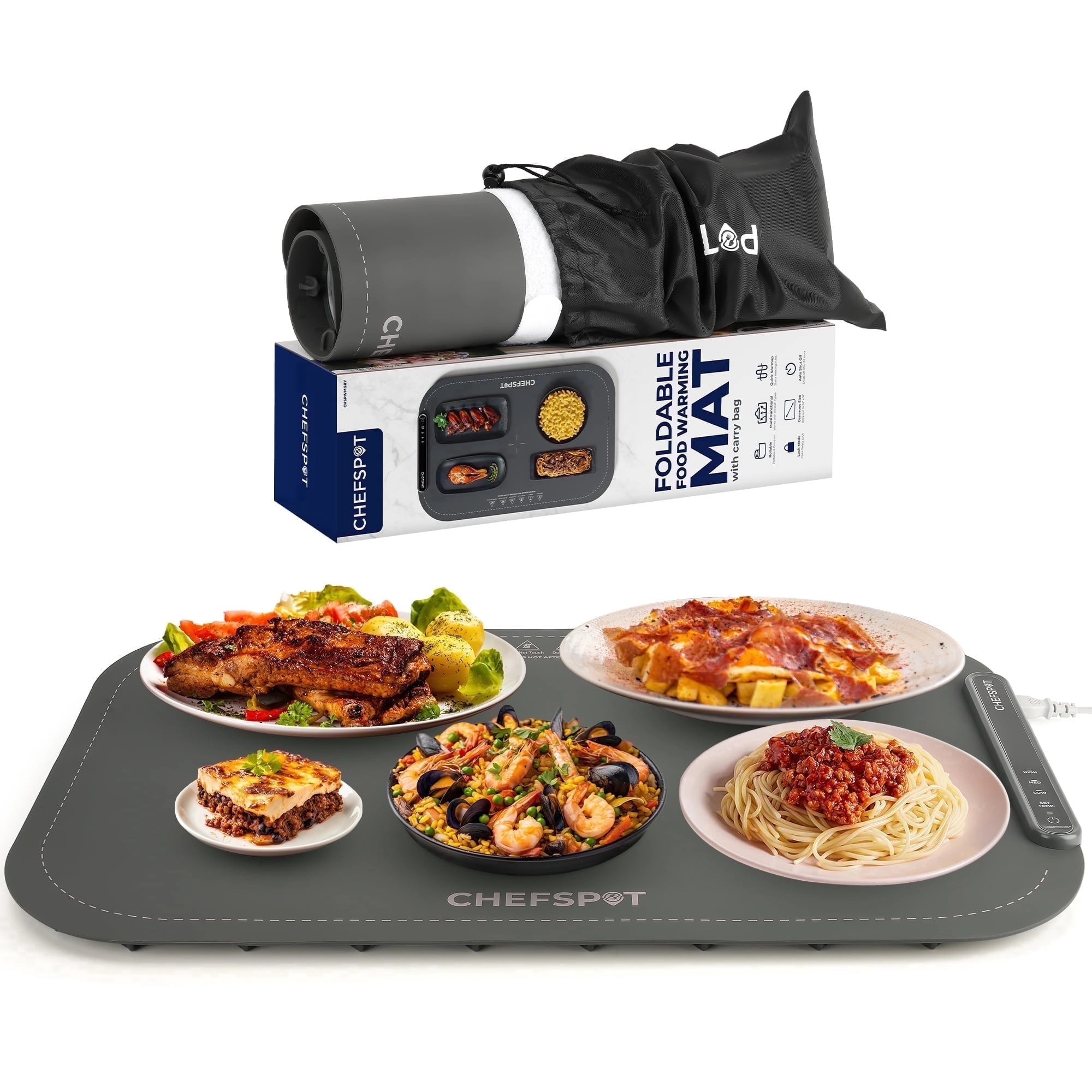 CHEFSPOT Foldable Electric Food Warming Mat With Carry Bag
