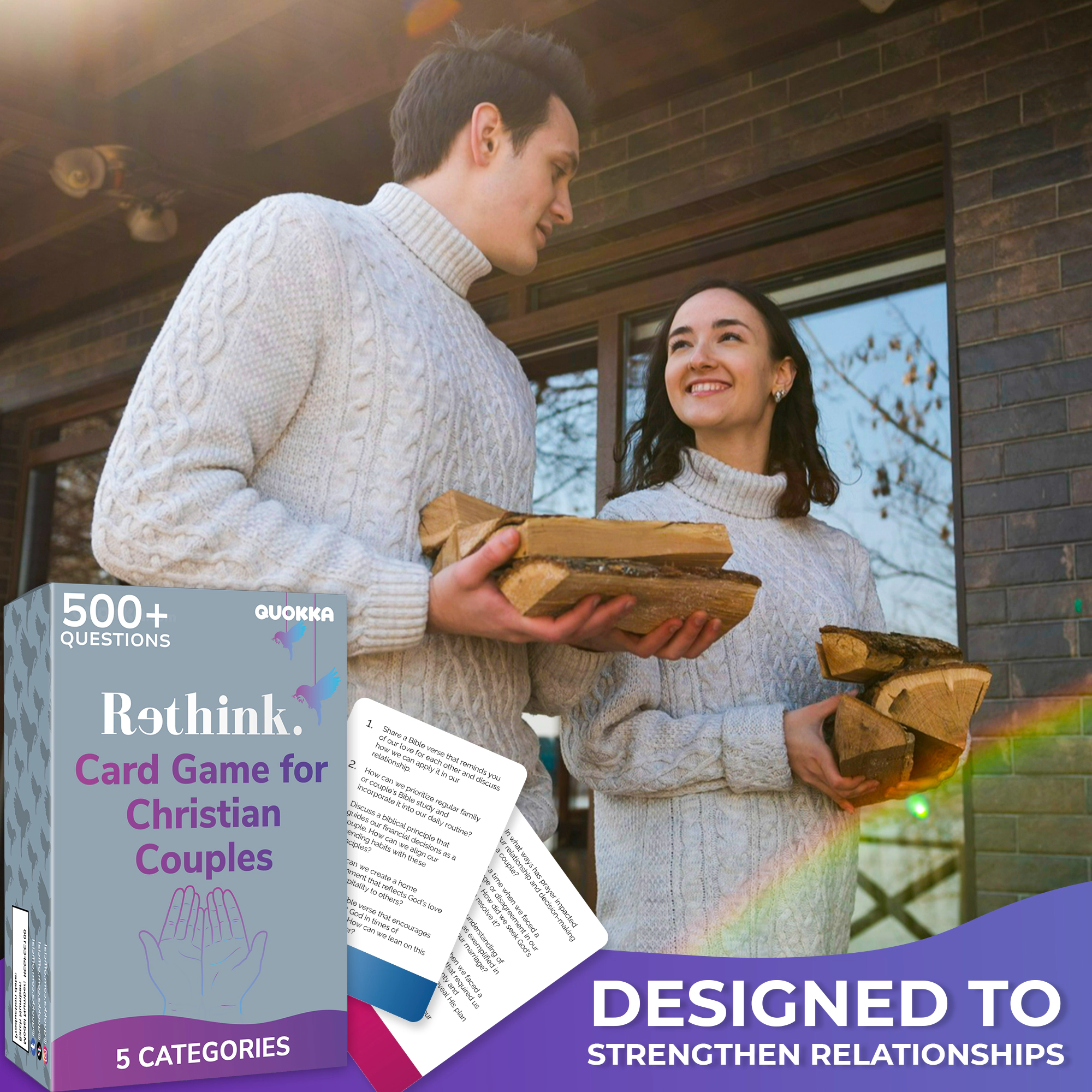 QUOKKA Christian Couples Conversation Card Game – 500 Faith-Based Questions for Couples