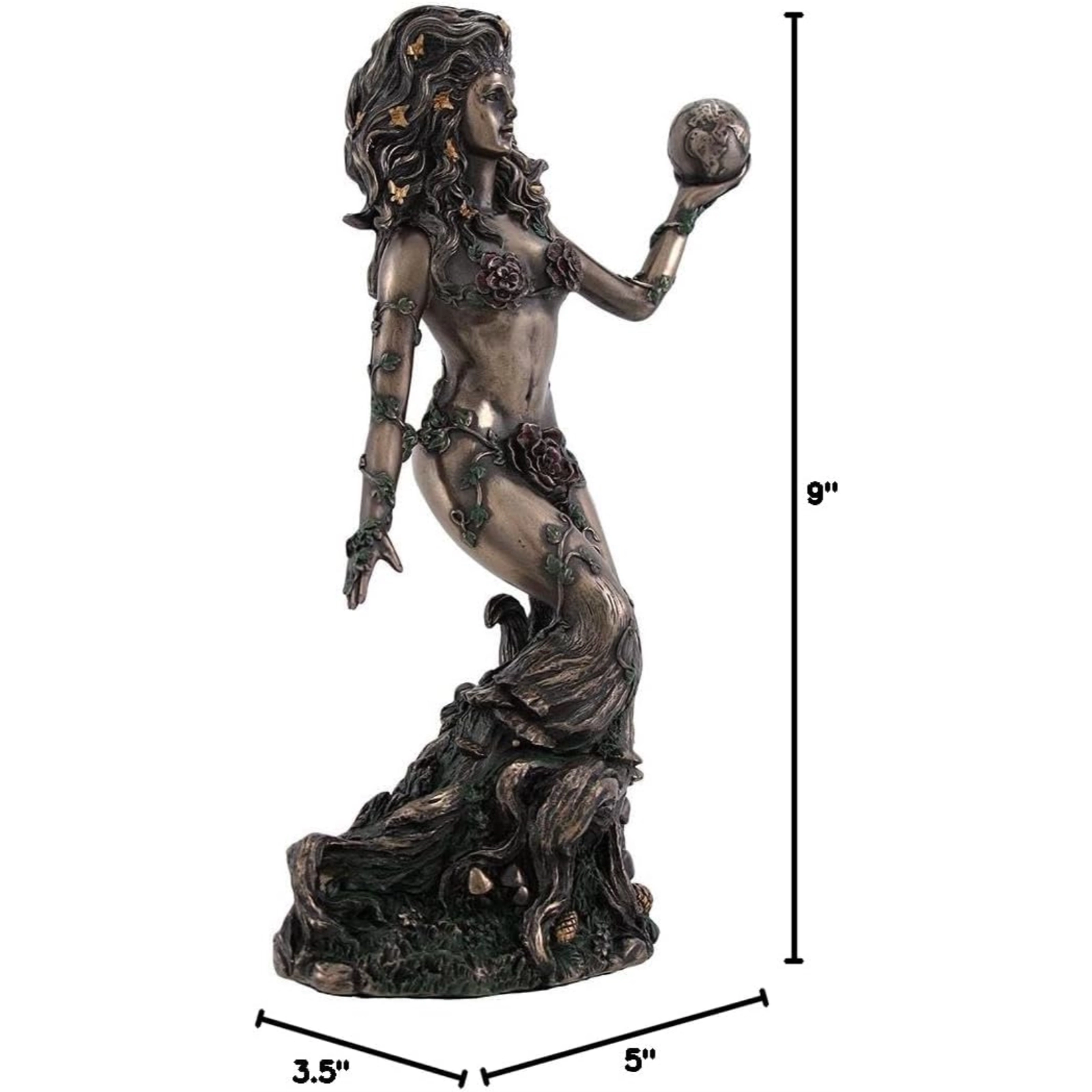 Pacific Giftware Earth Mother Goddess Gaia Bronze Color Resin Statue 8.75 inch