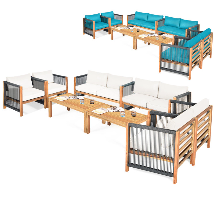 Hivvago 4 Pieces Wood Outdoor Patio Furniture Set With Cushions For Garden