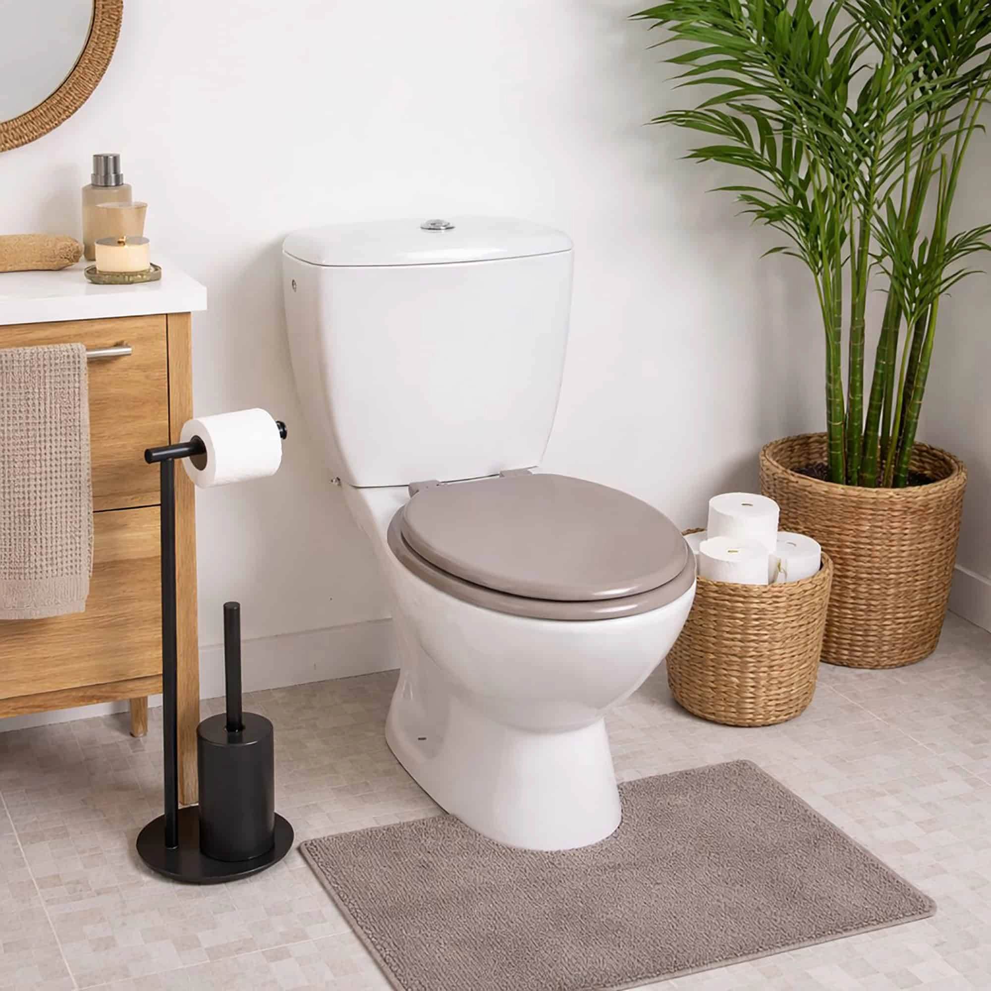 Evideco French Home Goods Black Leopard Elongated Toilet Seat - Adjustable 17.5–18.5 in, 400 lb Capacity