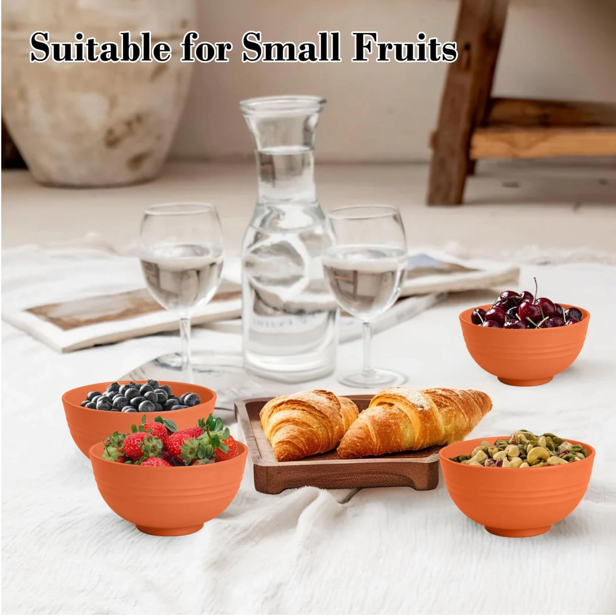 Stock Preferred Pack of 8 Wheat Straw Small Dessert and Snack Bowls 10 oz