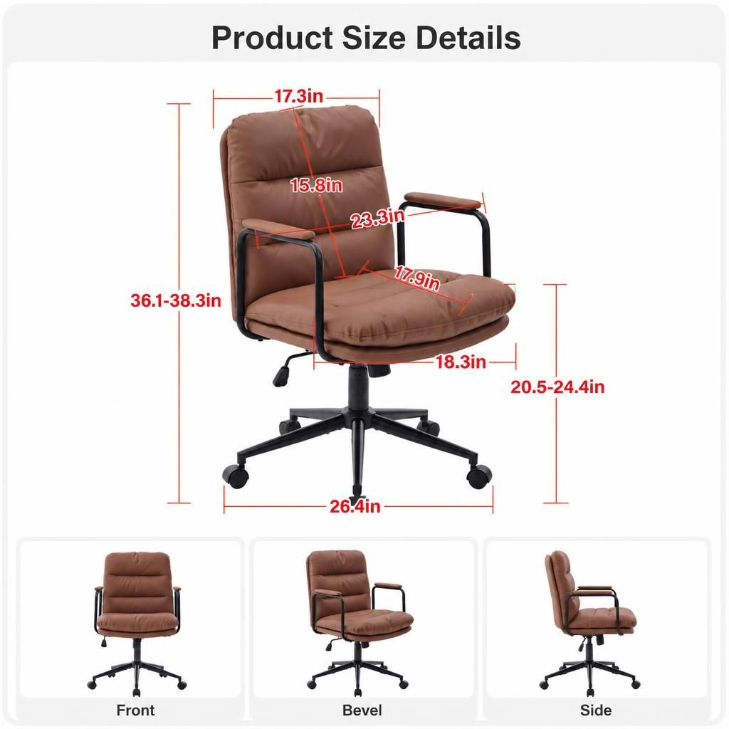 GOODSILO Upholstered Velvet Adjustable Height Task Office Chair