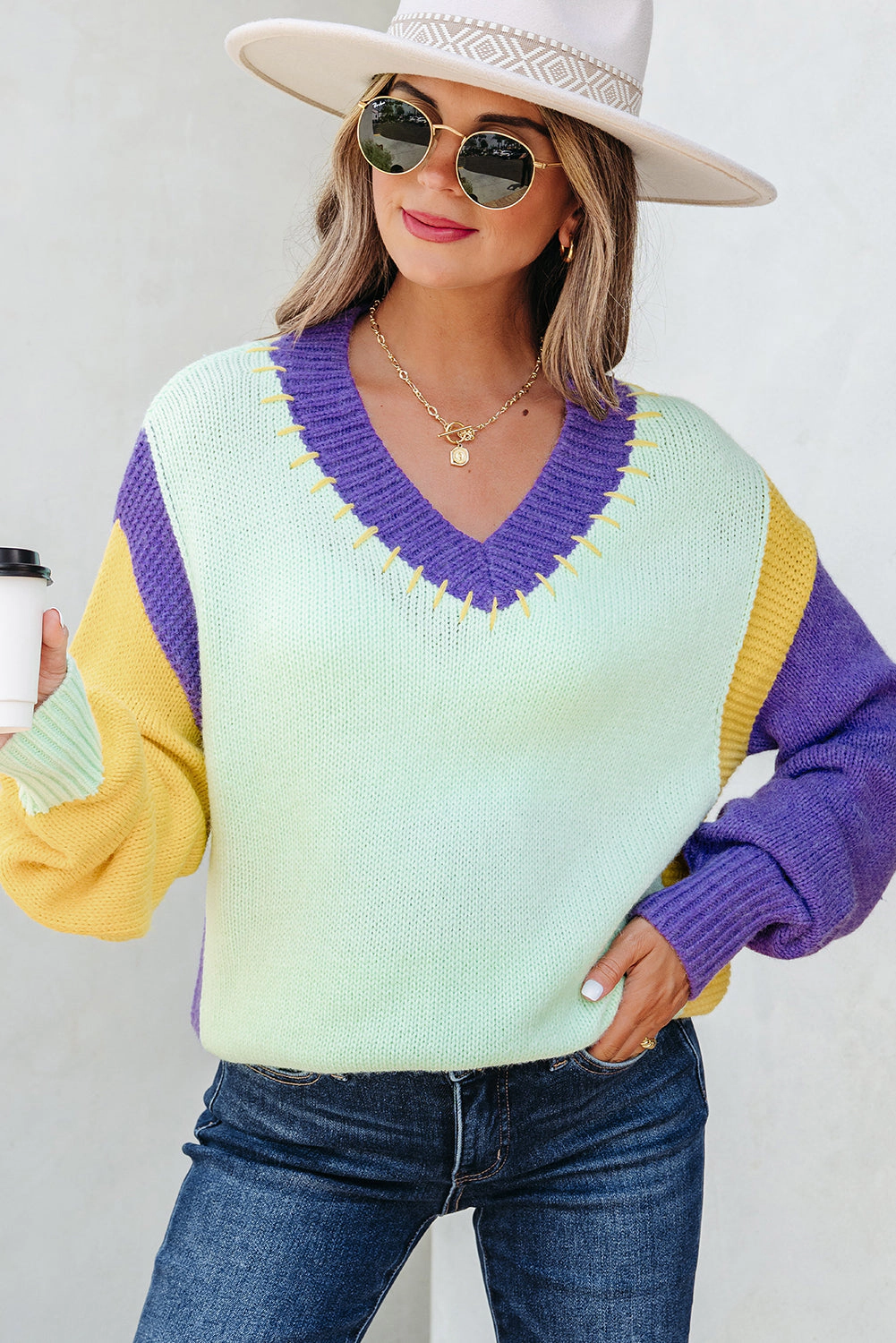 Threaded Pear Women's Colette Knitted Drop Shoulder Sweater