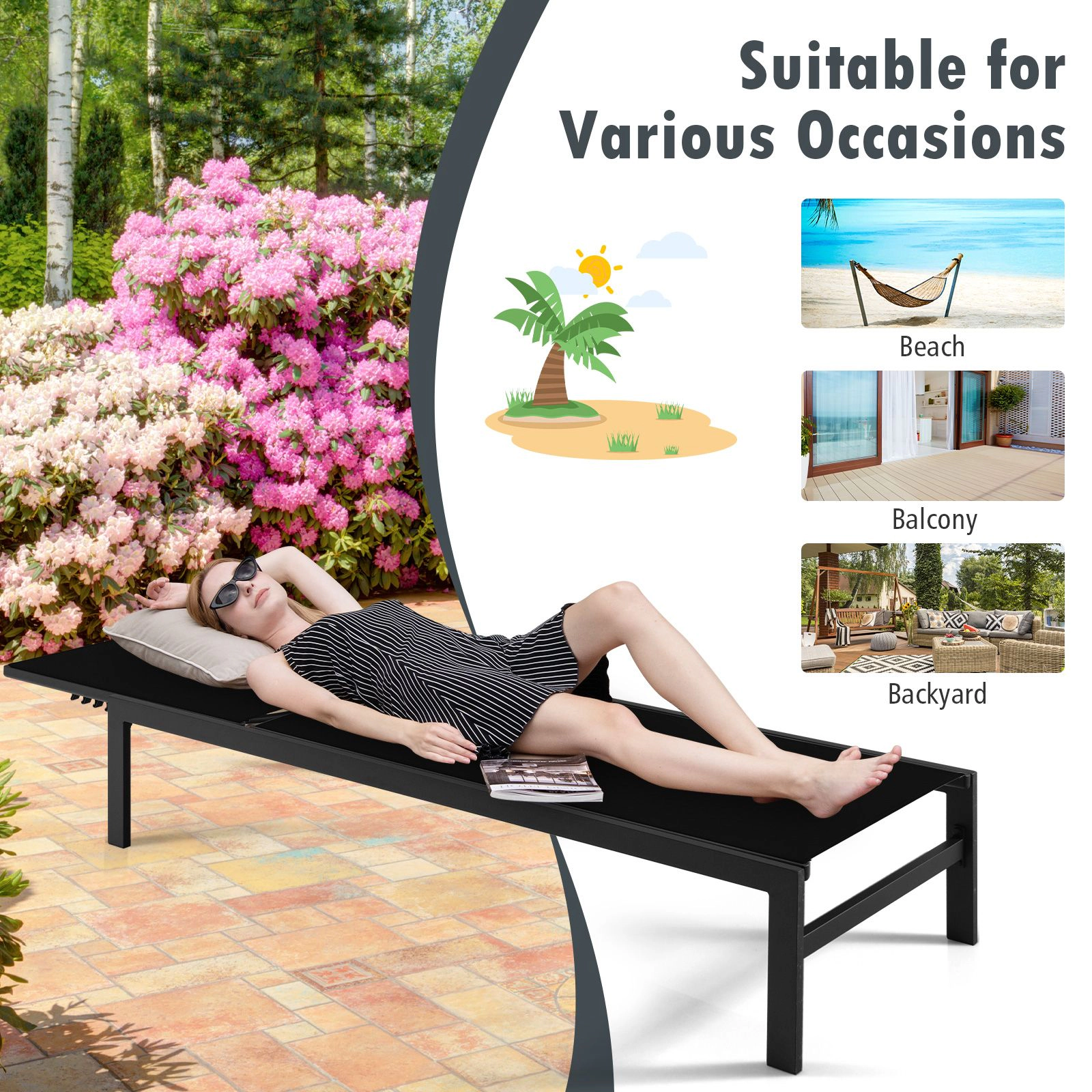 SlickBlue 6-Position Adjustable Outdoor Aluminum Reclining Chair
