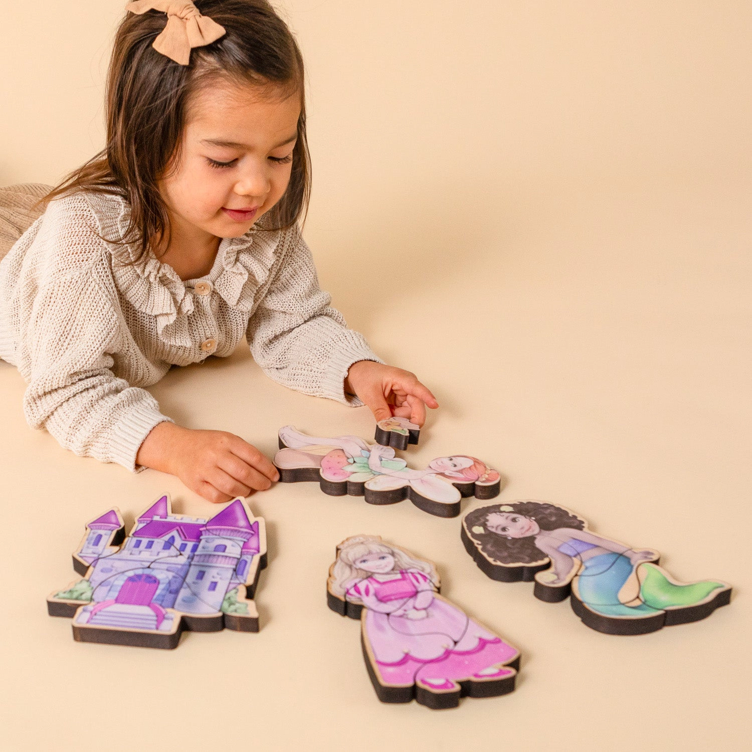 Miller Boys Fairytale Magnetic Wooden Puzzle Set 35-Piece with Organic Cotton Bag, Made in USA