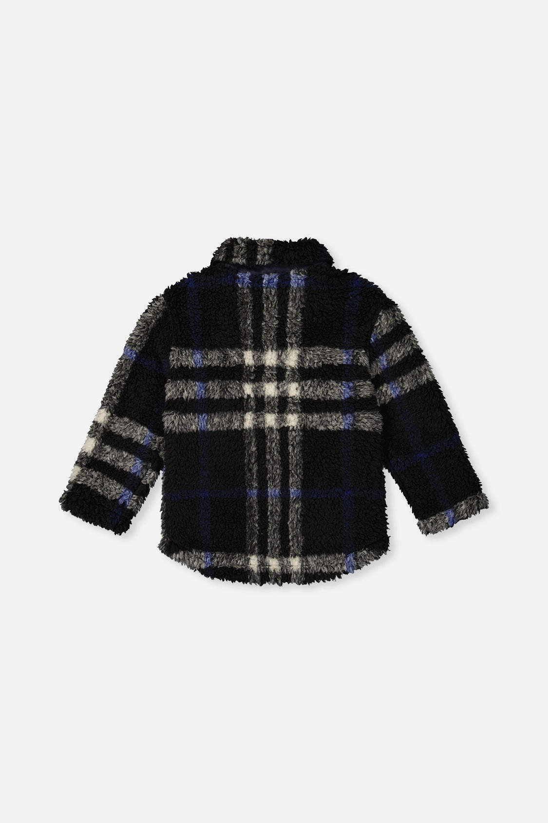 Deux par Boys Plaid Fleece Zipped Overshirt with Chest Pockets