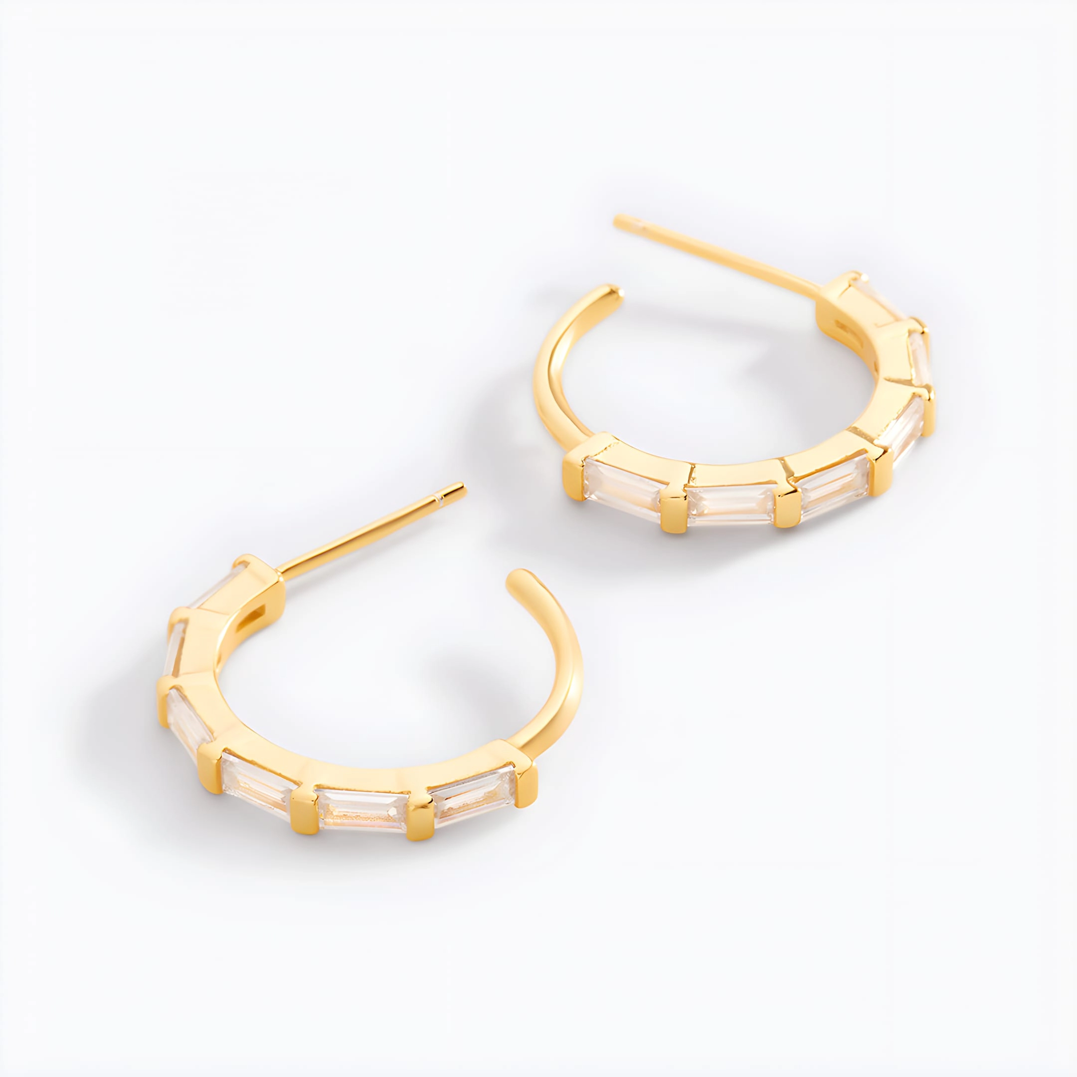Mint & Lily Women's Baguette Cubic Zirconia Hoop Earrings