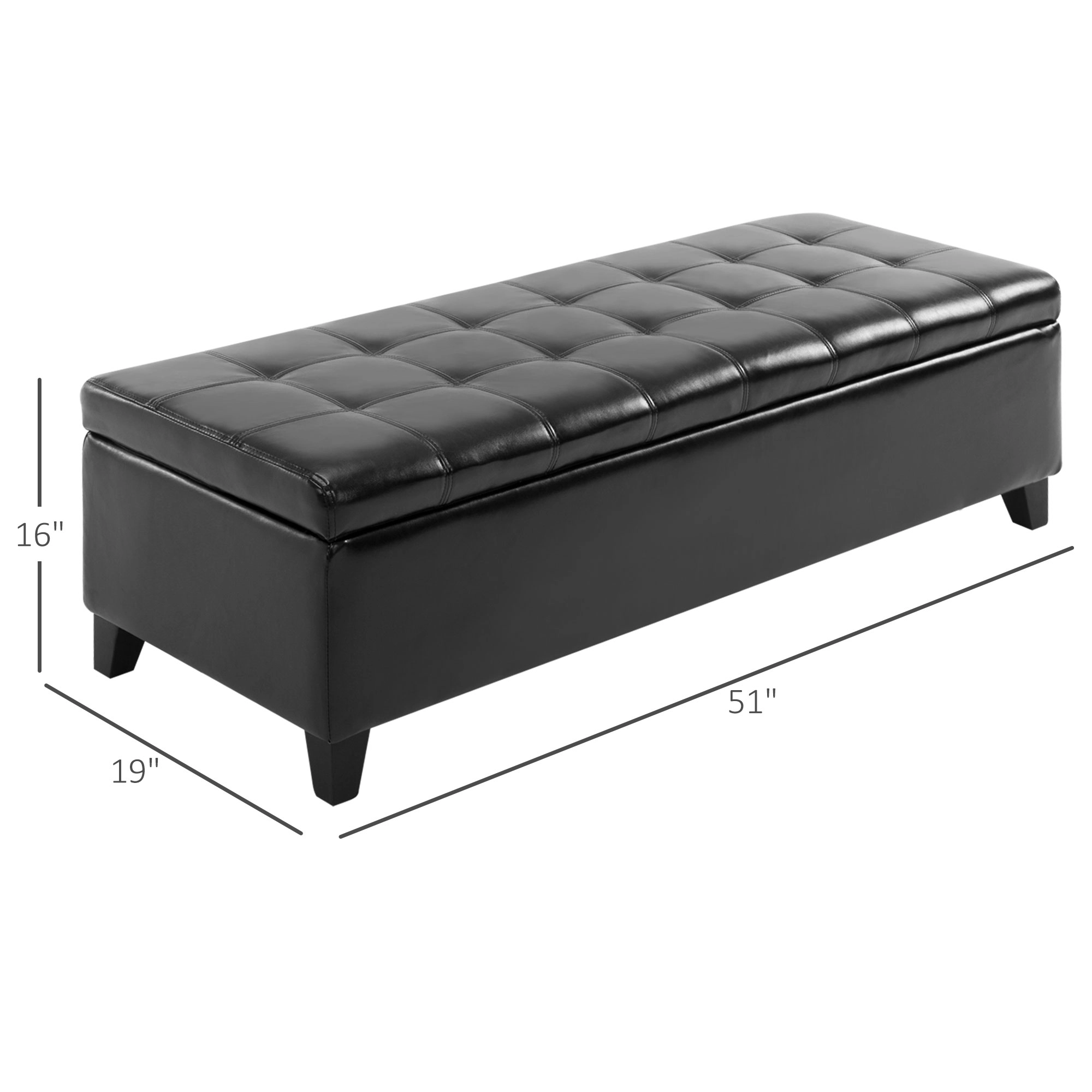 Hivvago 51" Faux Leather Storage Ottoman With Lift Top