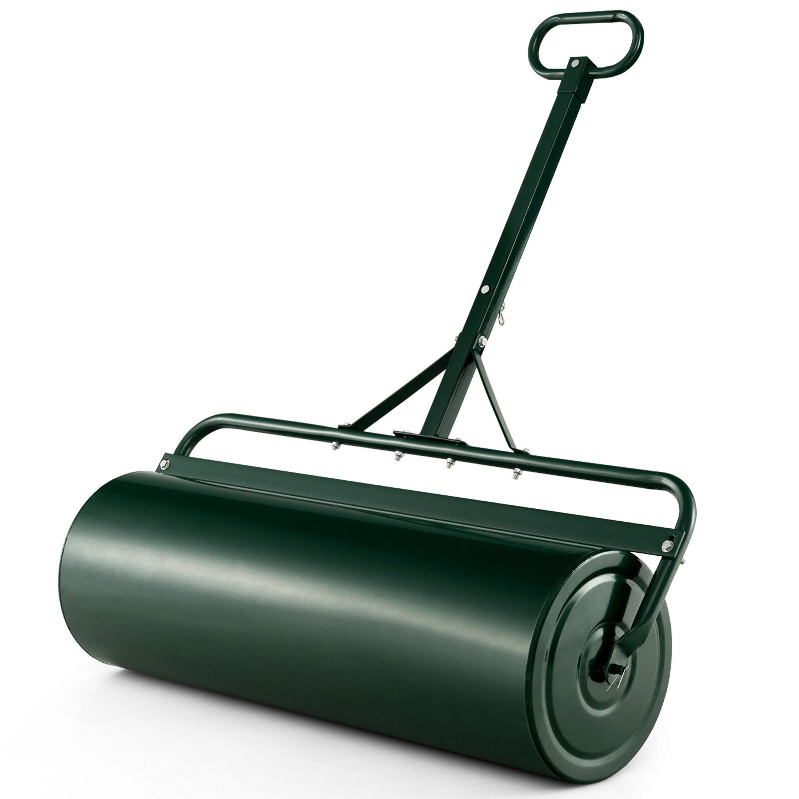 SUGIFT 39 in Wide Lawn Roller Green 30 Gallon Push and Tow Roller with Metal Frame