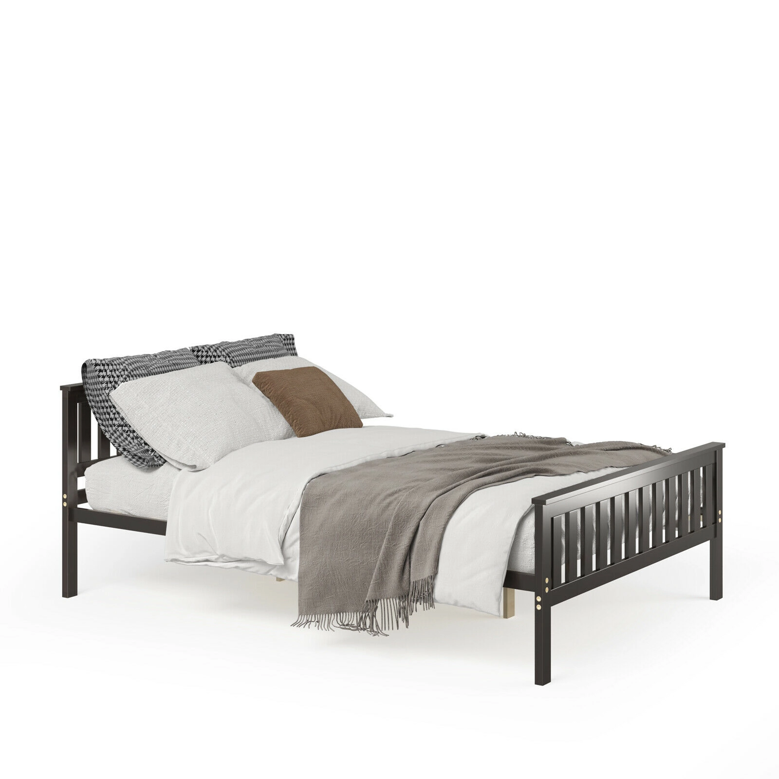 LJG Wood Platform Bed with Headboard