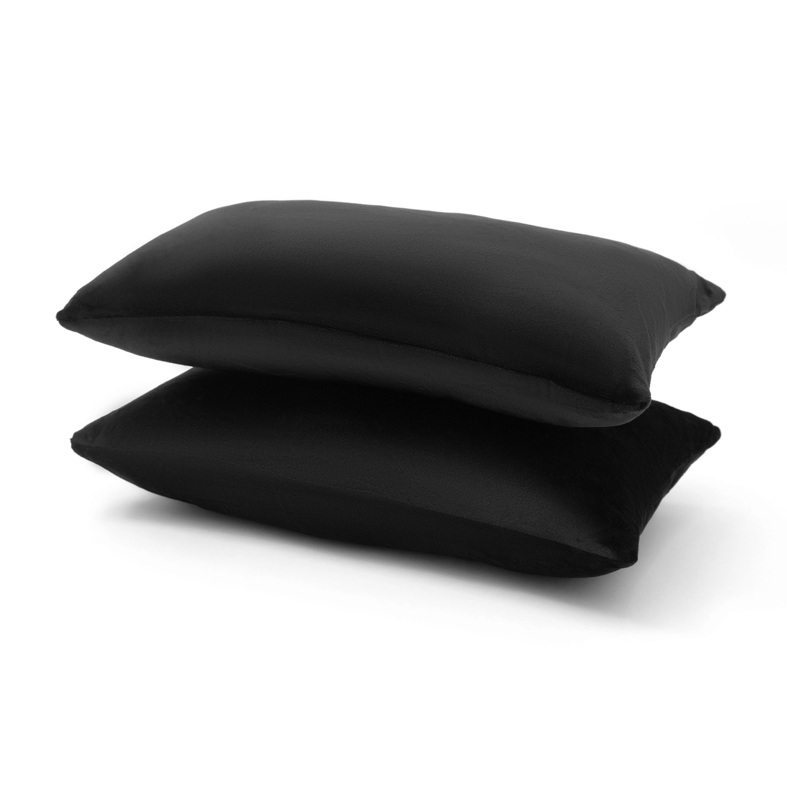 Cheer Collection Velour Throw Pillows - Set of 2 Decorative Couch Pillows, 12" x 20", Black