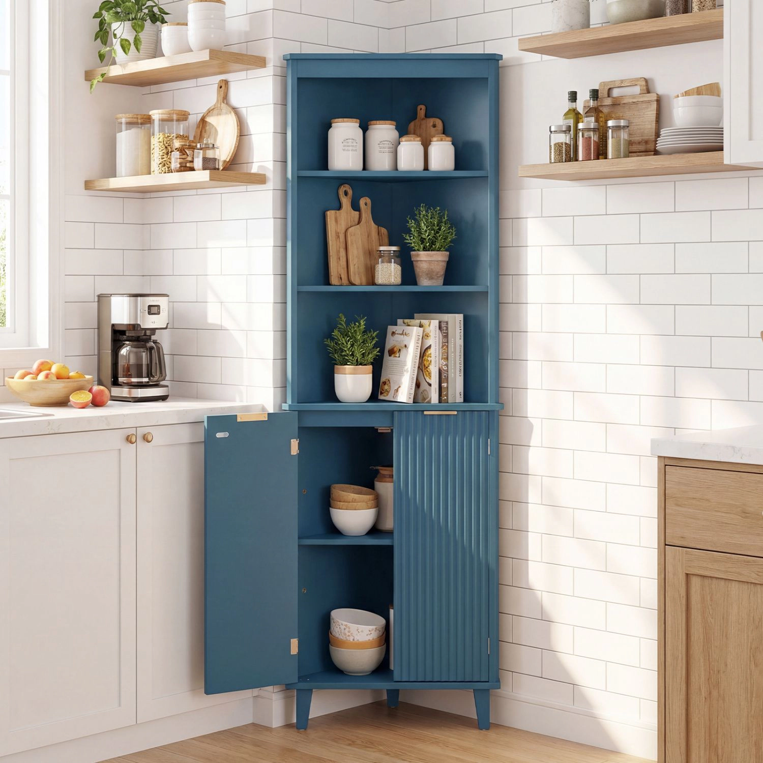 Slickblue Corner Storage Cabinet with Adjustable Shelves