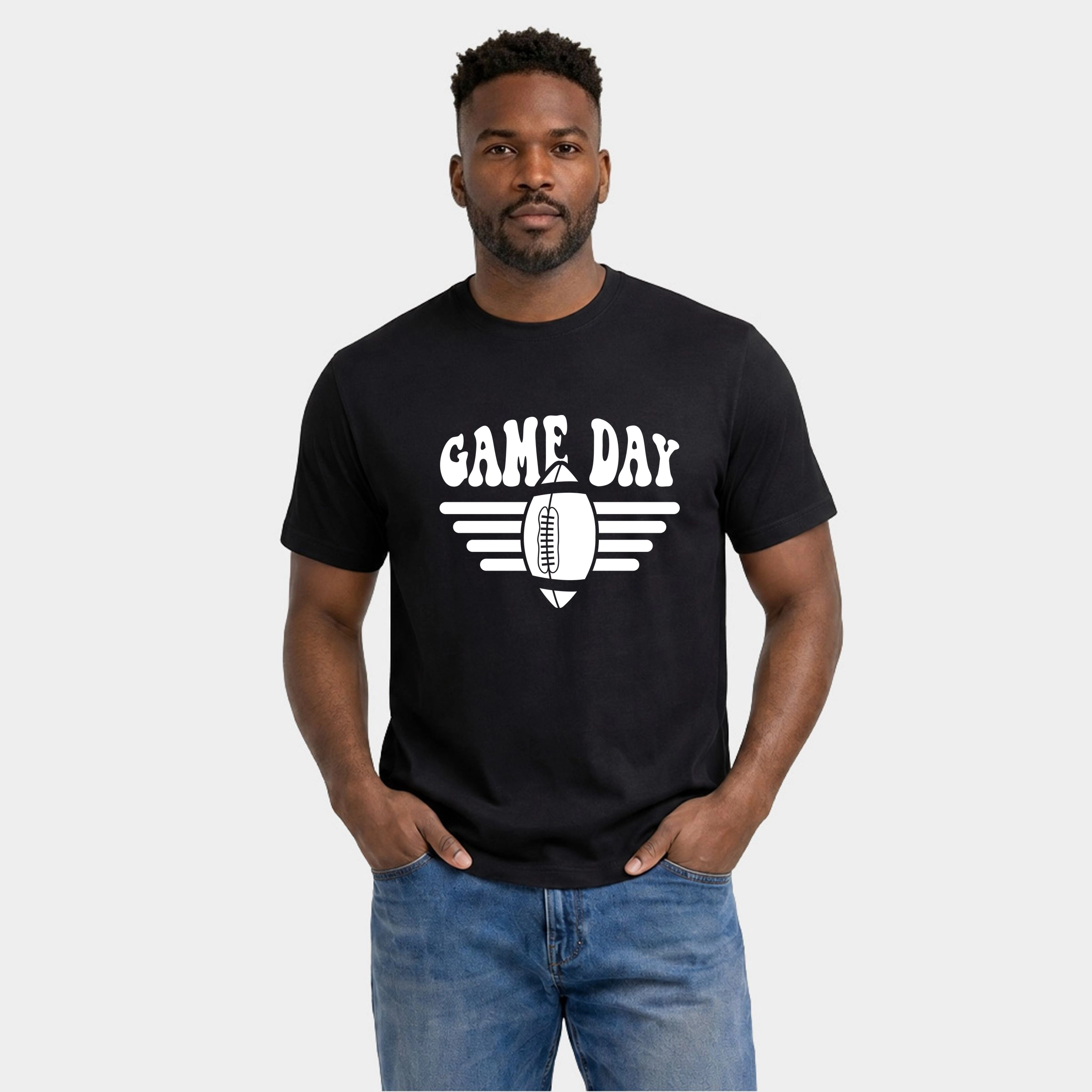 Simply Sage Market - Men's Garment Dyed Graphic T-Shirt Football Game Day Stripes