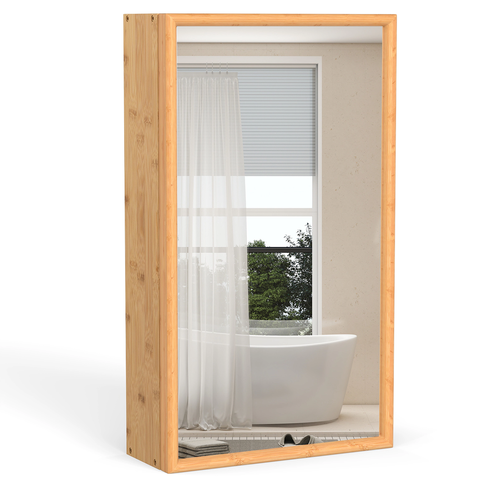 Slickblue Wall Mounted Bathroom Medicine Cabinet with Mirror Door and Adjustable Shelves