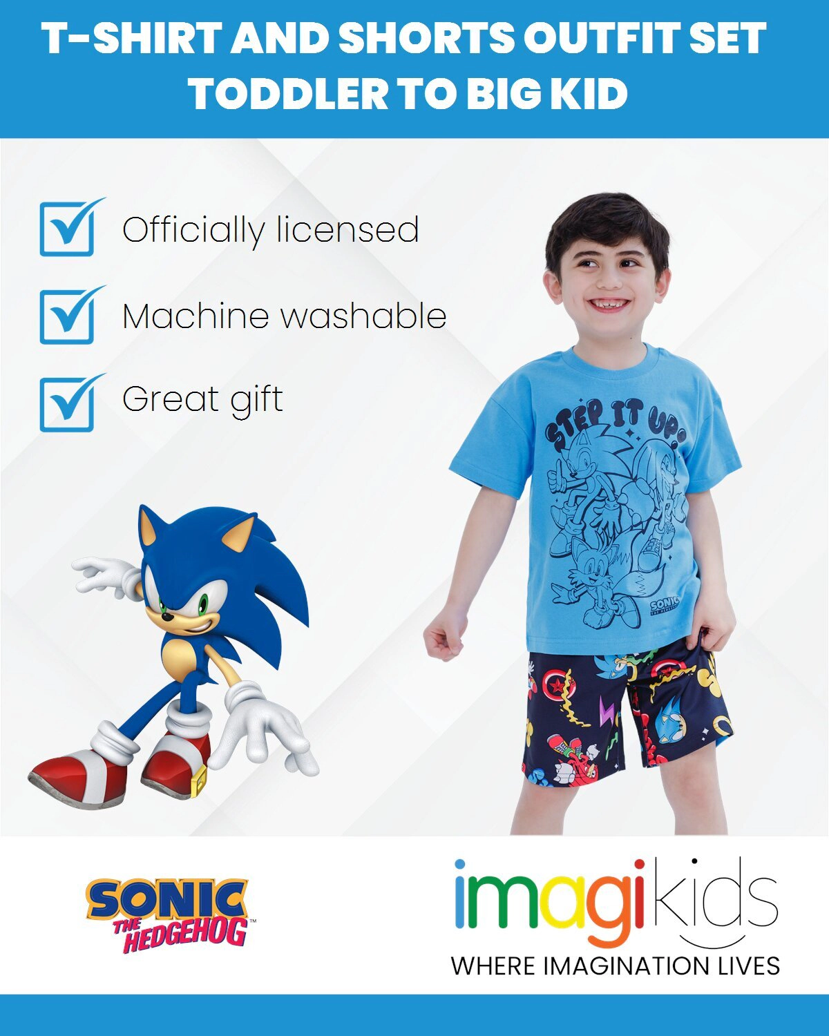 SEGA Sonic the Hedgehog Boys' Athletic 2-Piece Tee and Shorts Set
