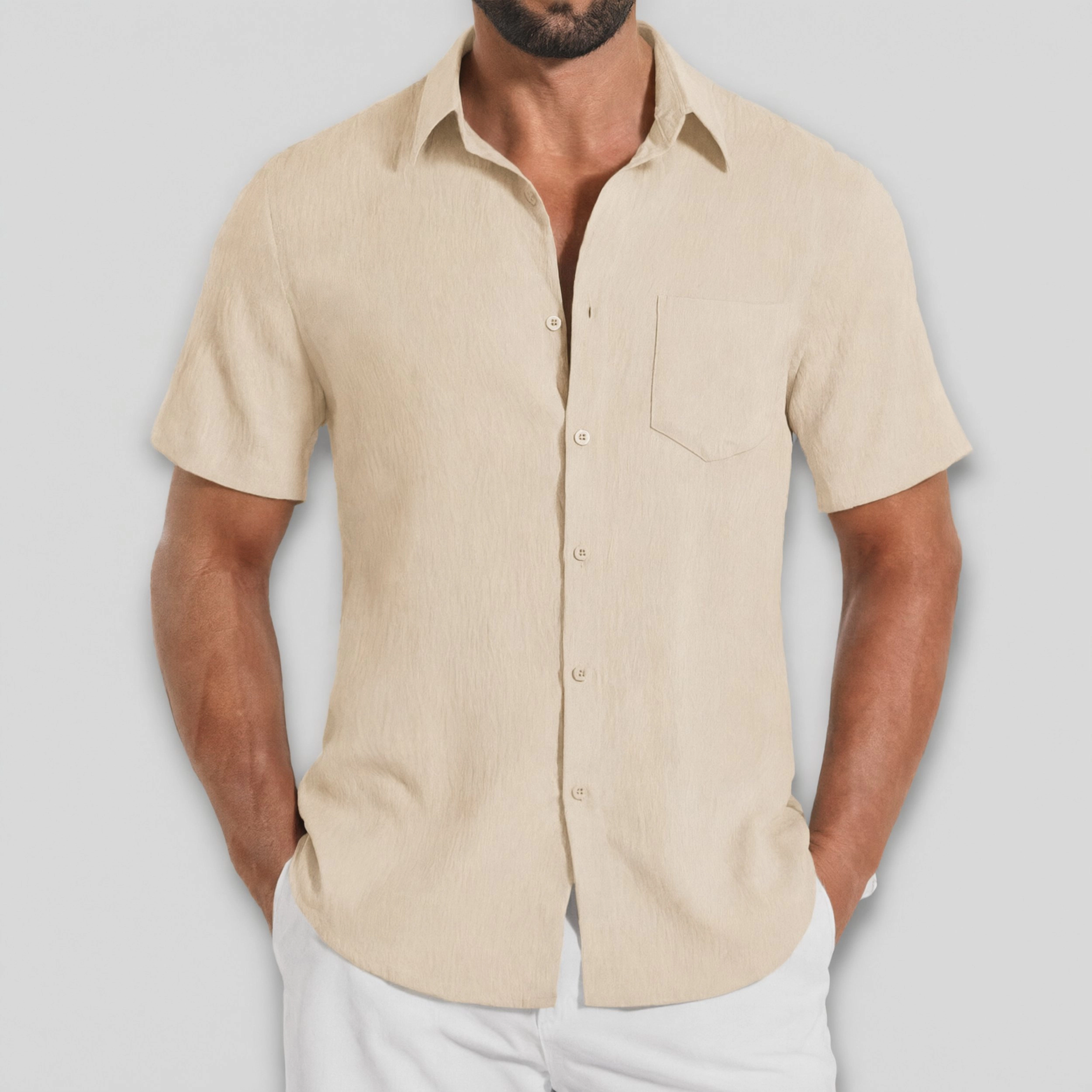 COOFANDY Men's Regular Fit Lightweight Textured Short Sleeve Camp Shirt