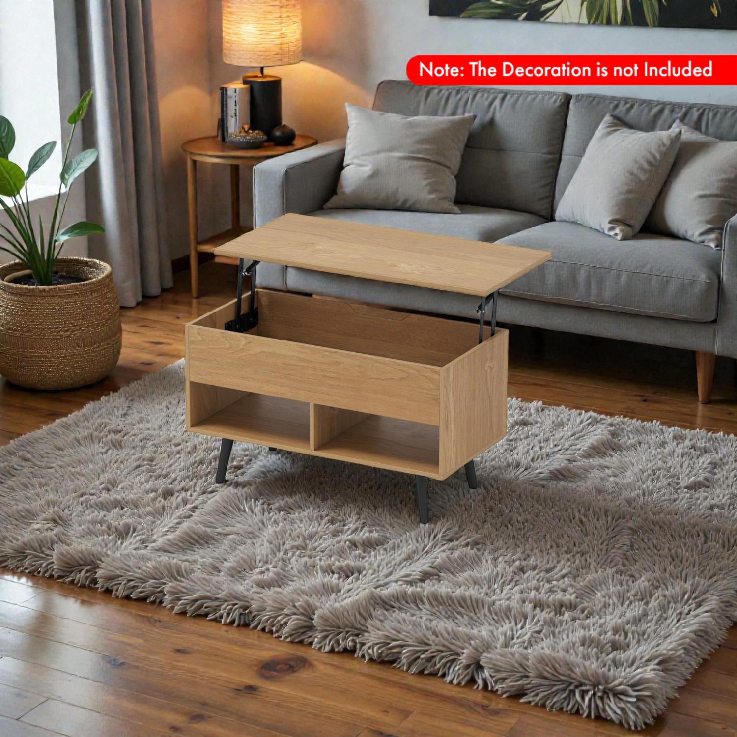 Hivvago Modern 31.5" Lift-Top Coffee Table with Discreet Storage and Open Shelf Space