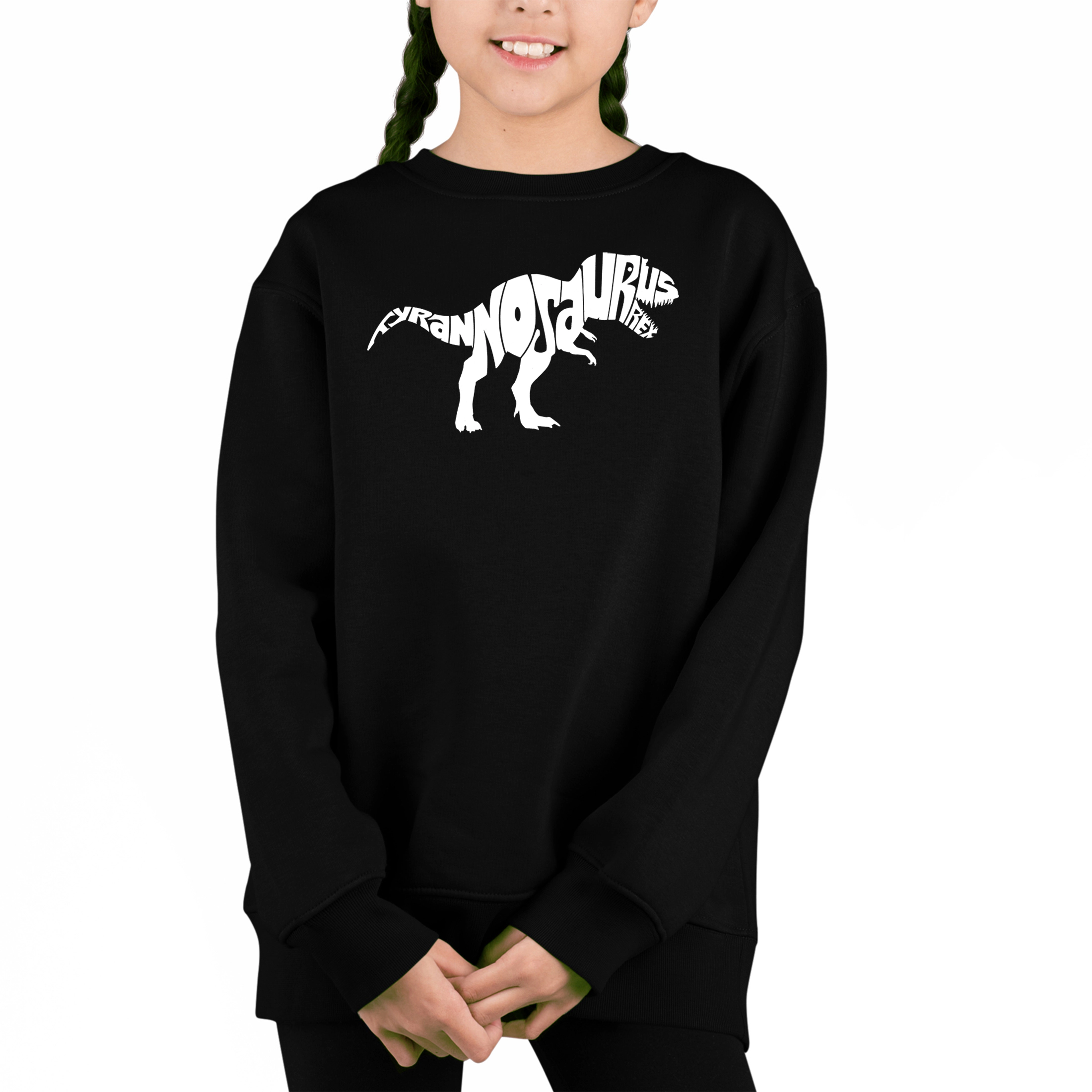 LA Pop Art Girl's Word Sweatshirt - Tyrannosaurus Rex