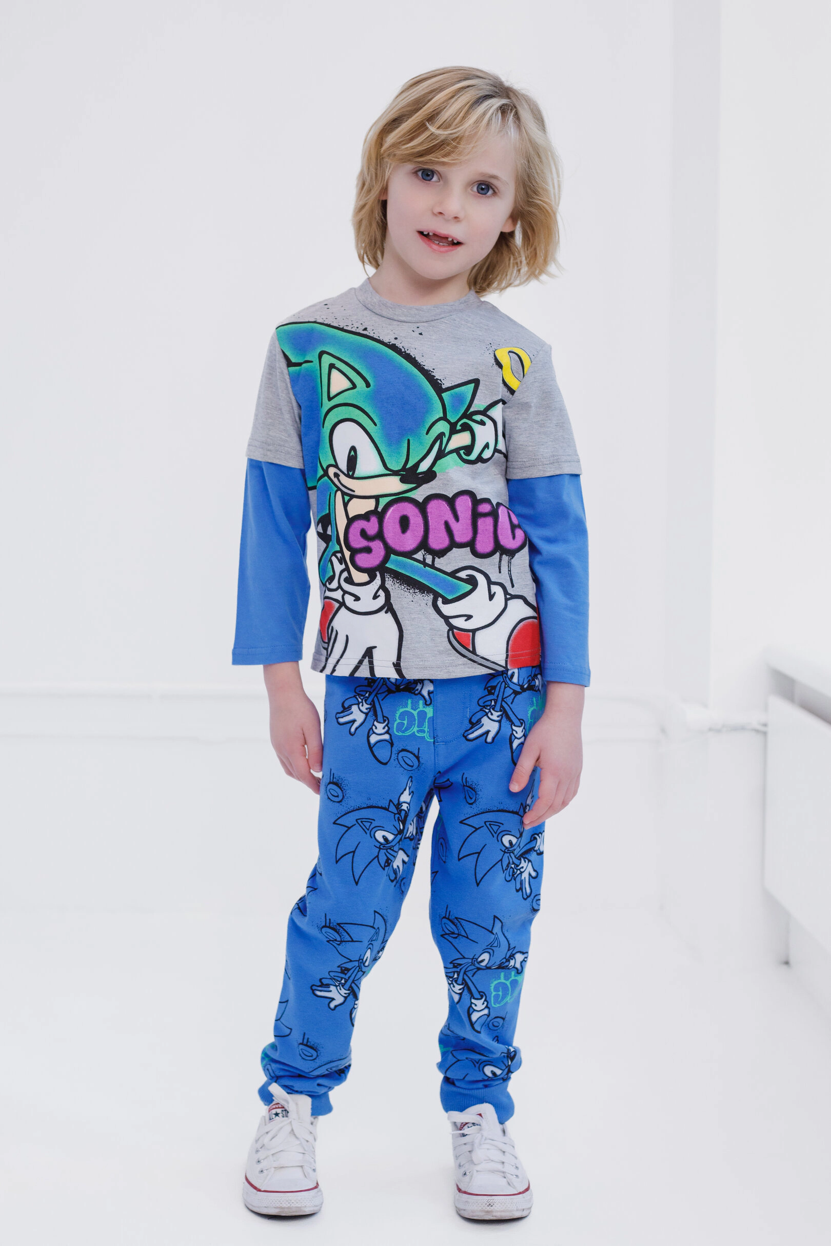 SEGA Sonic the Hedgehog Boys' 2-Piece Tee and Fleece Pants Set