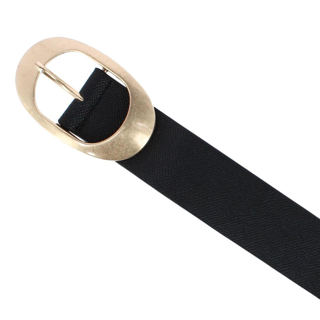 CTM Women's Plus Synthetic Leather Belt with Oval Buckle