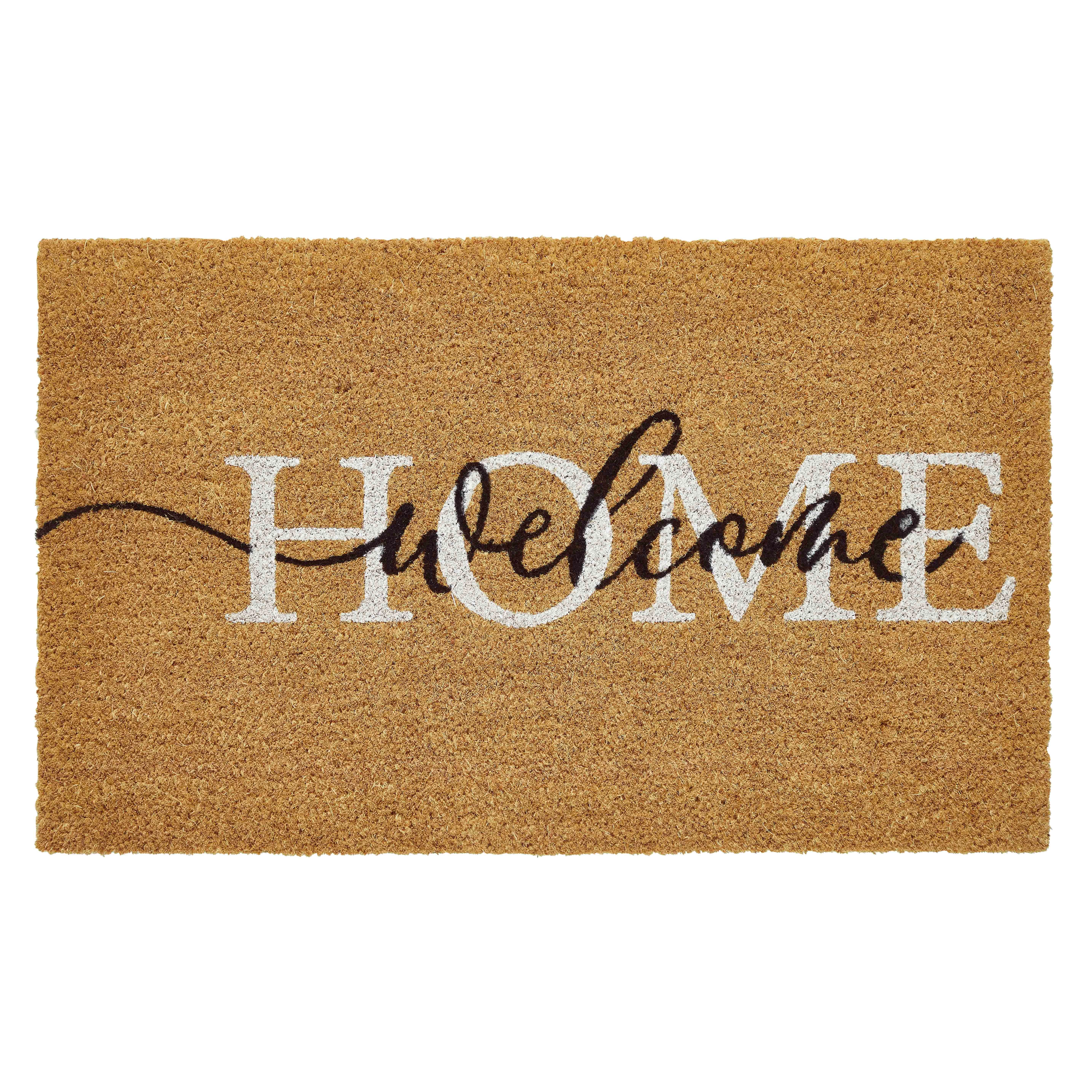 Kate Aurora Welcome Home Calligraphy Bristled Coir Outdoor Welcome Mat - 18"x30"