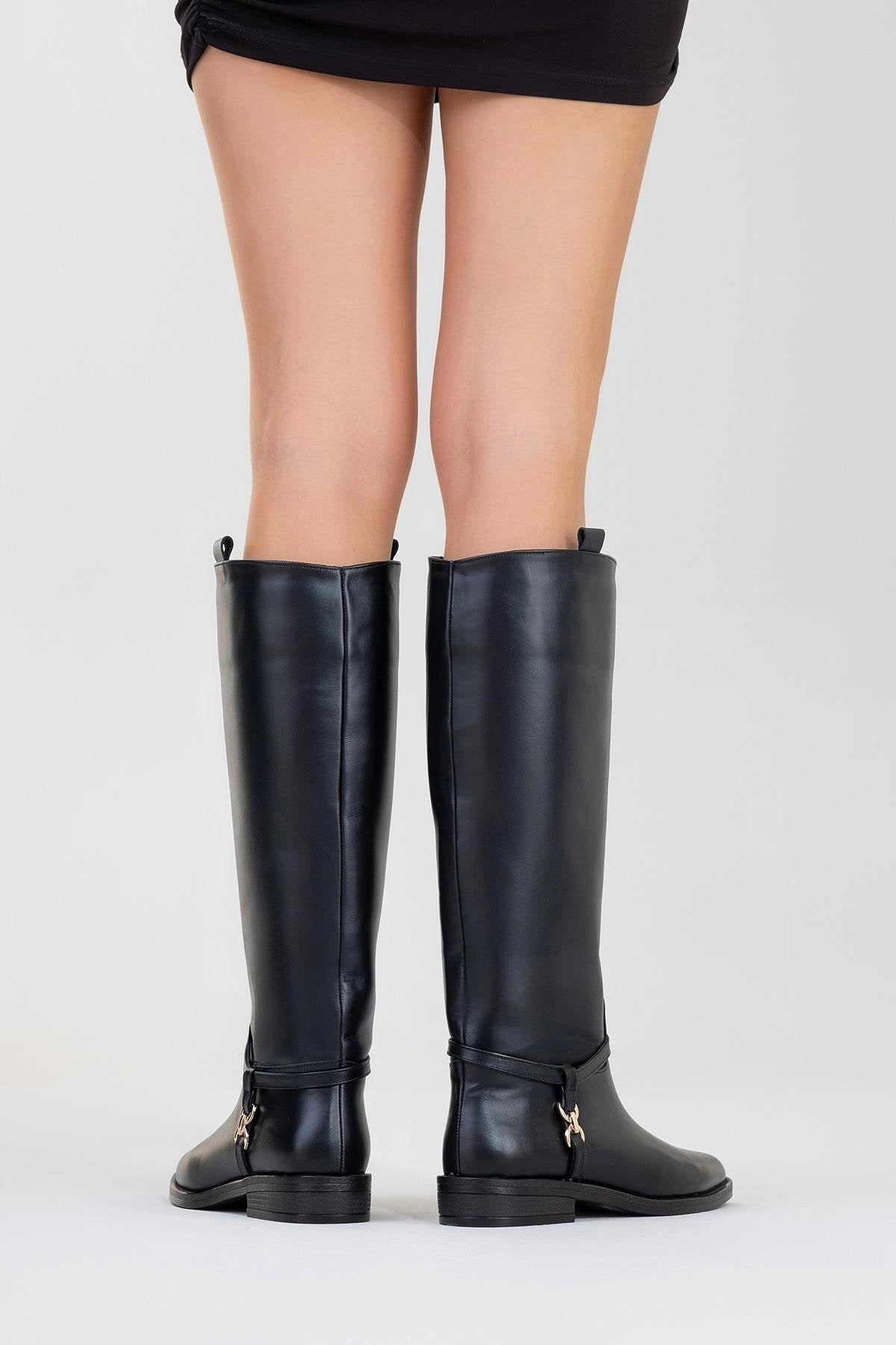 Forever & Always Womens May Leather Knee High Buckle Boots