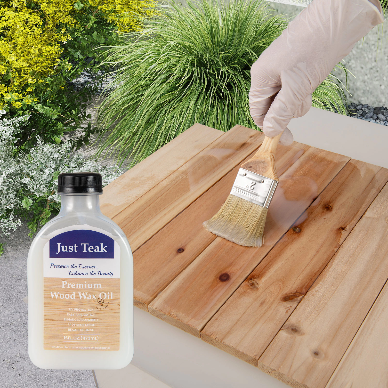 LJG Wood Wax Oil for Outdoor and Indoor Furniture Teak Care Kit to Restore and Protect Wood