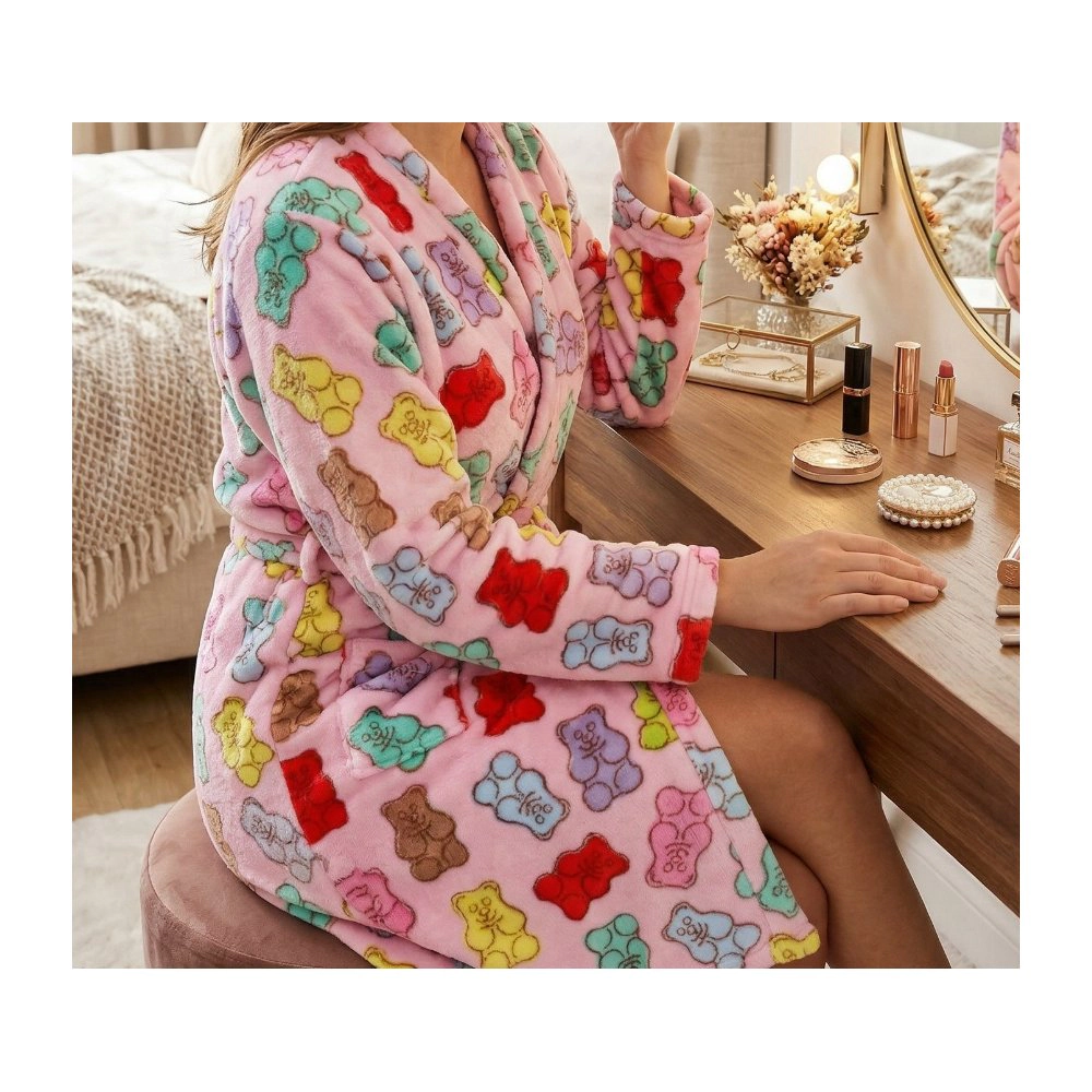 em & alfie Women's Gummy Bear Plush Kimono Robe