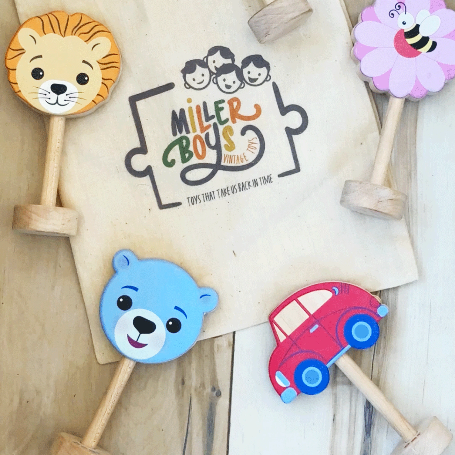 Grasp & Giggle Car Rattle, Wooden Baby Toy Made in USA
