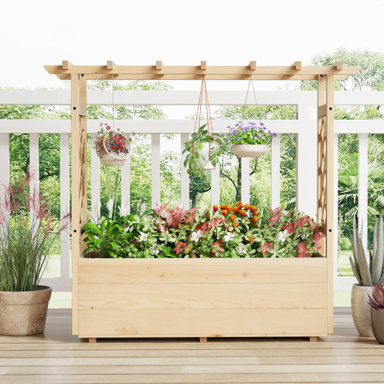 Hivvago Hanging Roof Raised Garden Bed Wooden Elevated Planter Box - Large