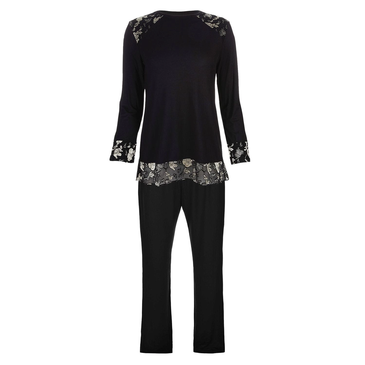 Women's Floral Flocked Ultra-Soft Pajama Set