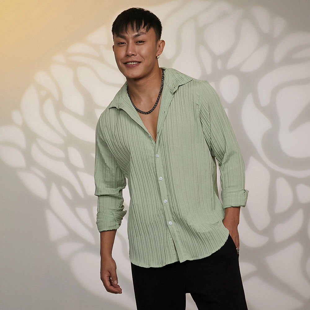 Self-Design Striped Shirt