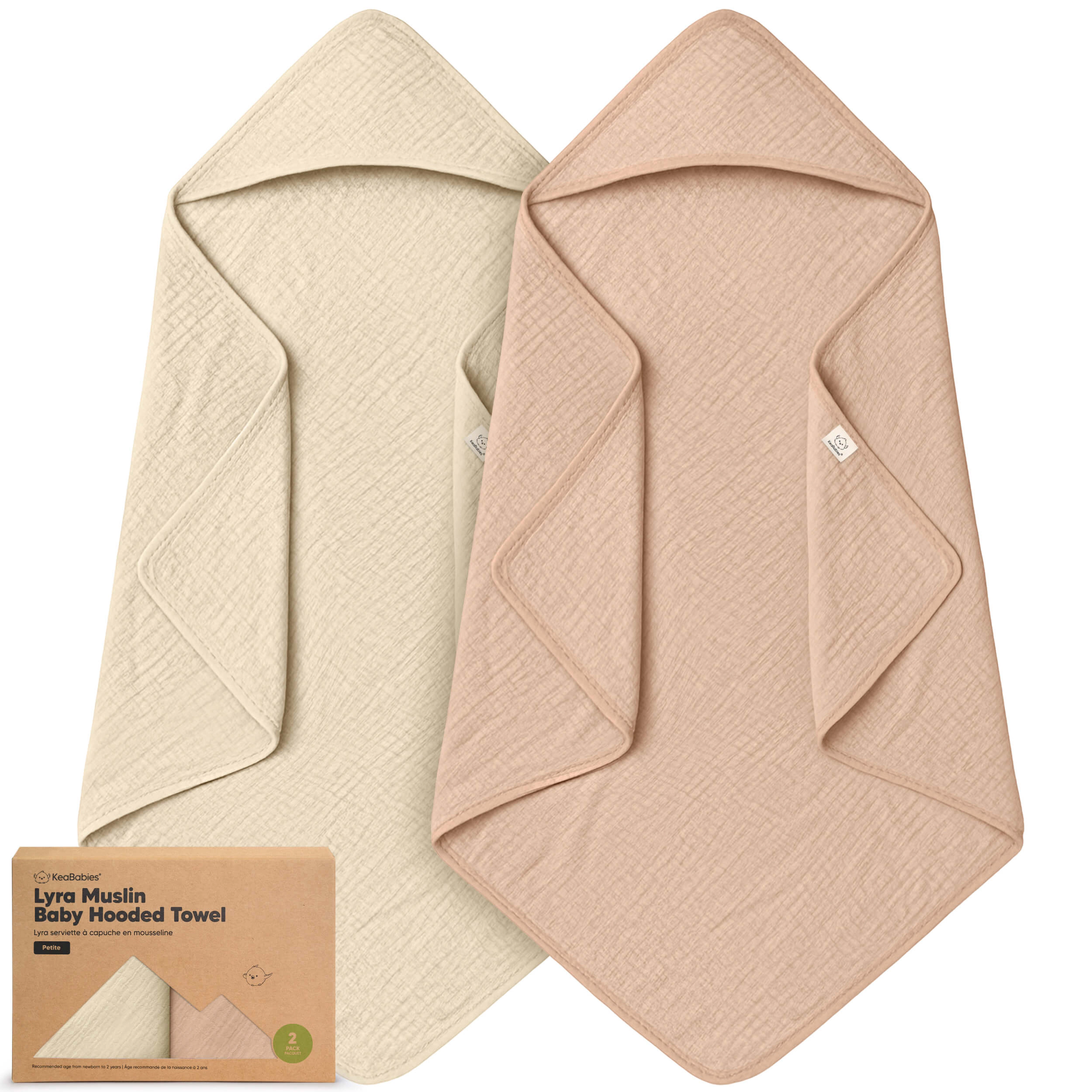 KeaBabies 2-Pack Lyra Muslin Hooded Towels