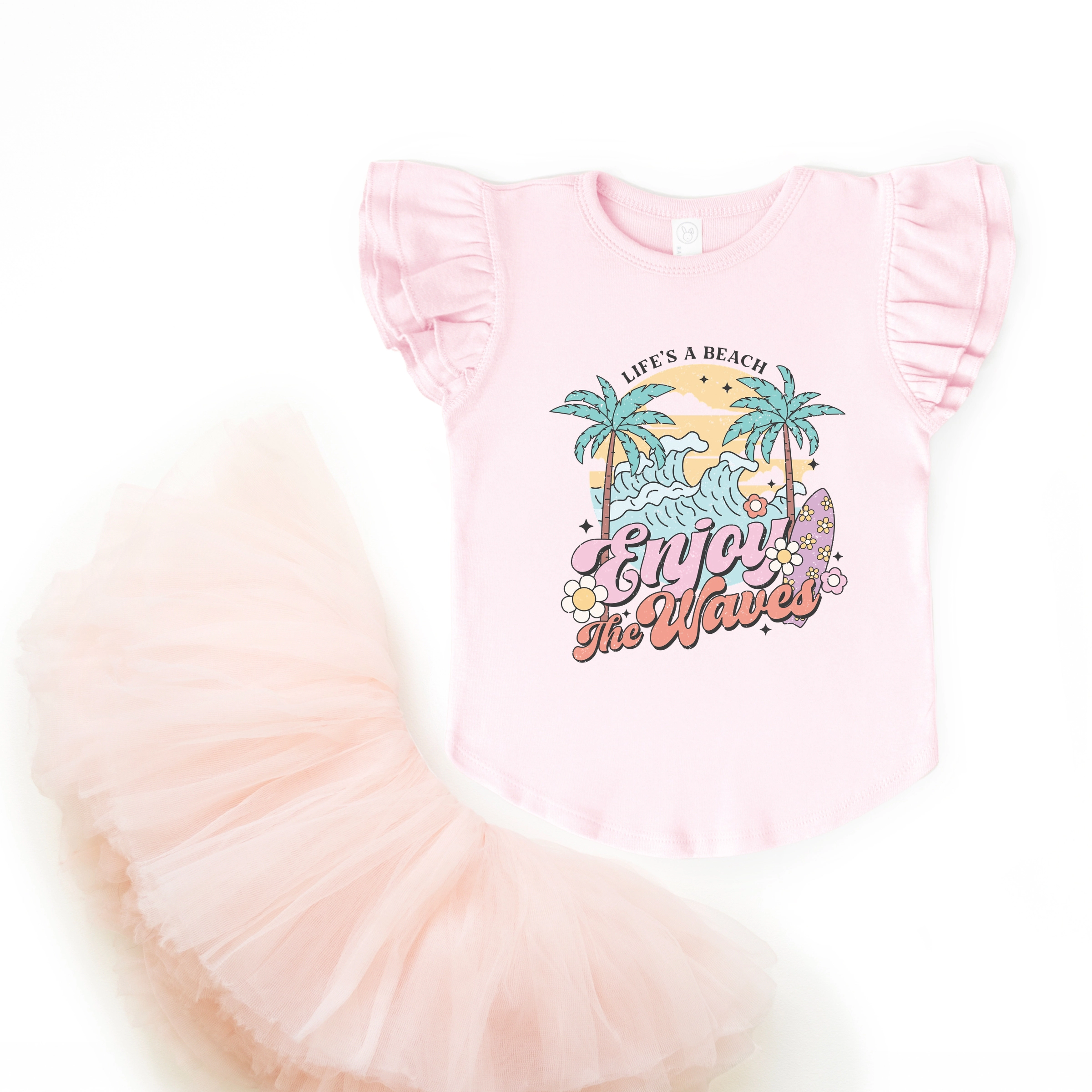 The Juniper Shop - Life's A Beach Wave Flutter Sleeve Graphic T-Shirt