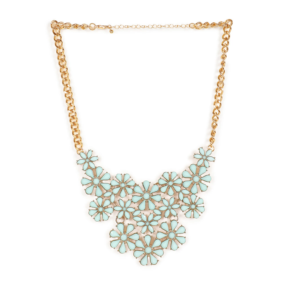 SOHI Women's Green Gold Plated Designer Stone Necklace