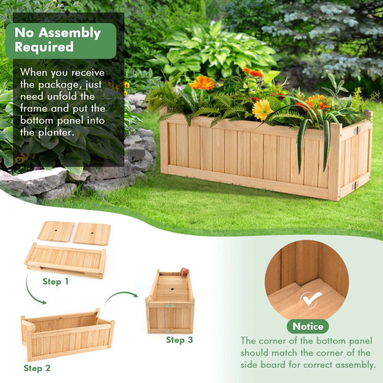 Hivvago Folding Wooden Raised Garden Bed with Removable Bottom for Herbs Fruits Flowers