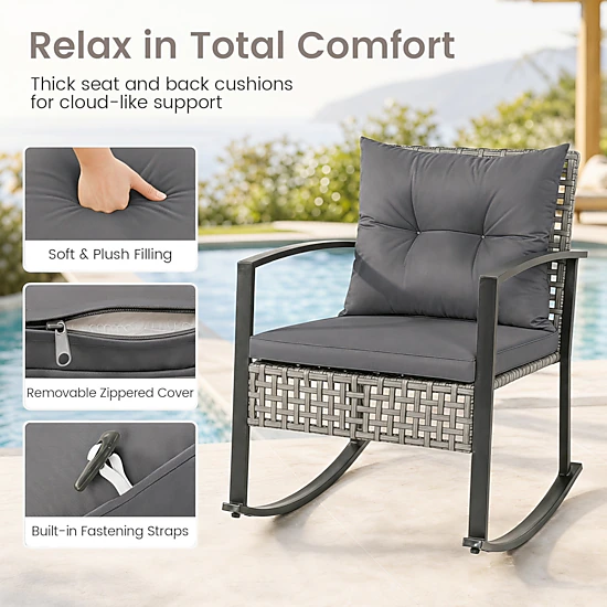 Hivvago 3-Piece Outdoor Rocking Chair Set For Garden