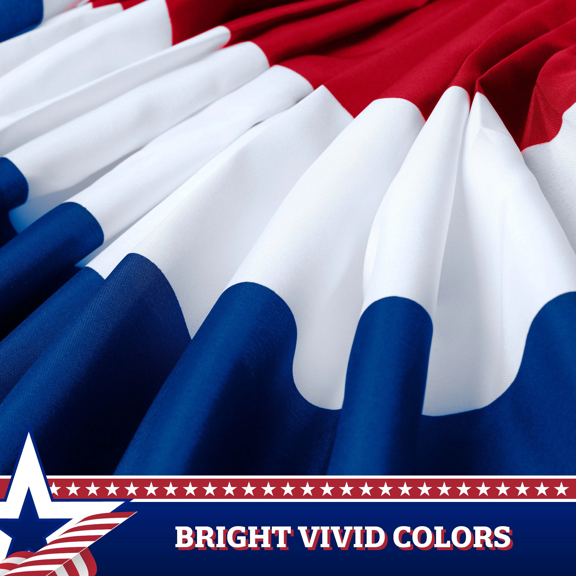 G128 American Pleated Fan Flag No Stars - 1.5x3 ft, 150D Polyester, Indoor/Outdoor