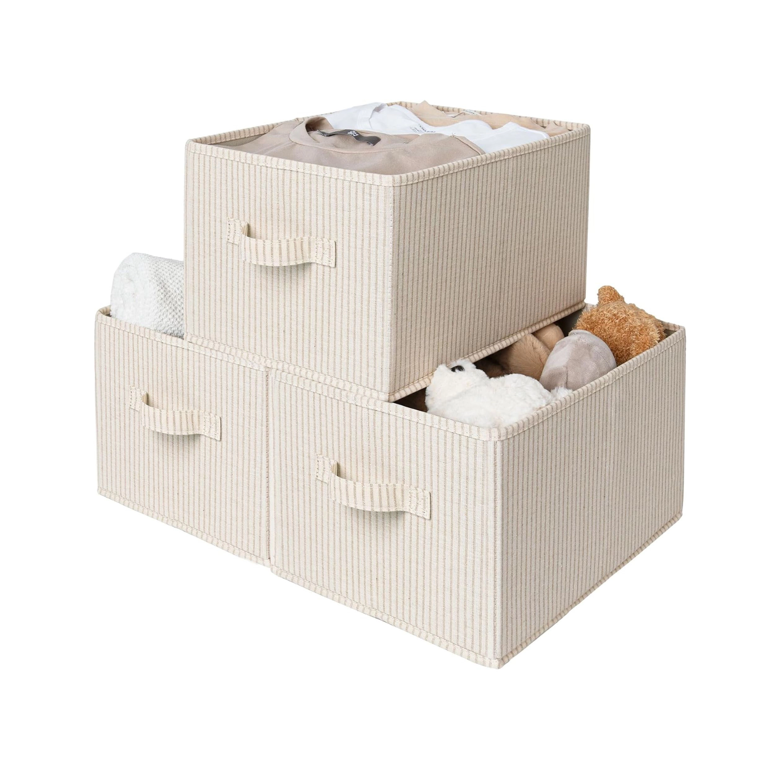 Stock Preferred Pack of 3 Large Natural Fiber Shelf Organizer Storage Bins