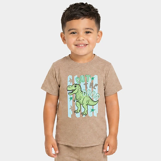 The Juniper Shop - Toddler Crew Shorts Set of 2 - Out The Door Dinosaur