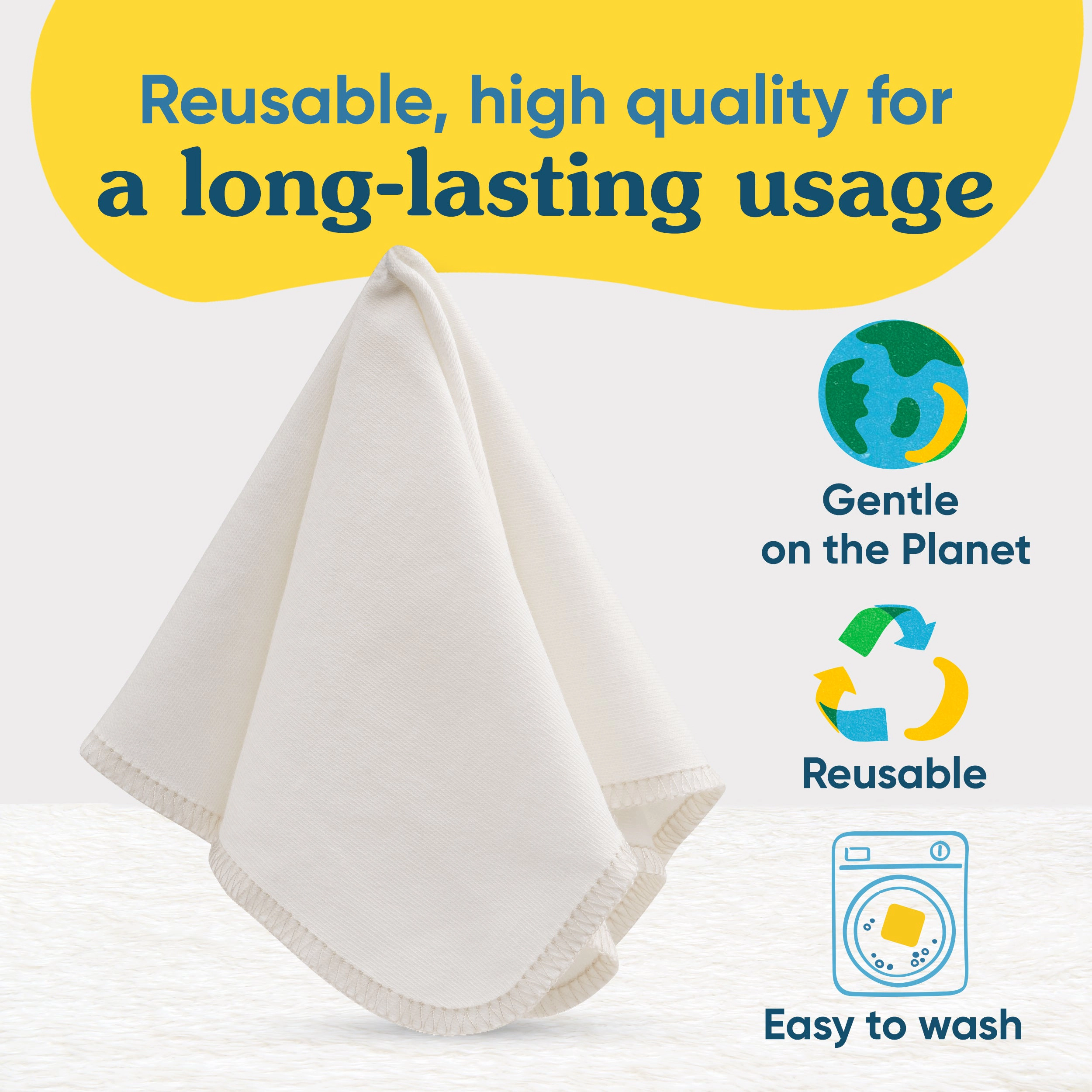 Charlie Banana Organic Cotton Baby Wipes - 10 Reusable 9 x 9 in, OEKO-TEX Certified