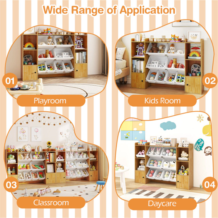 Hivvago Kids Toy Storage and Bookshelf with Boxes Open Shelves