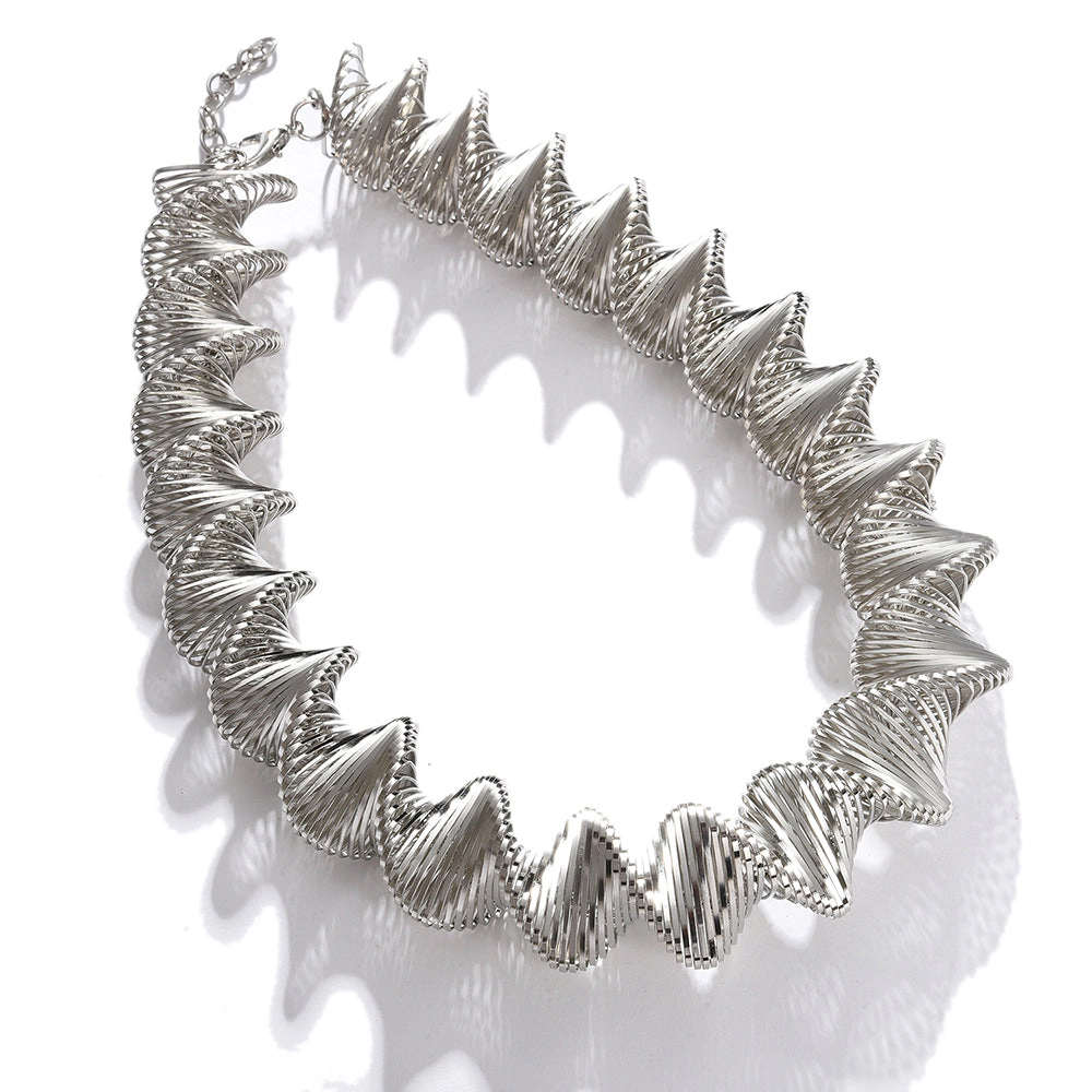SOHI Women's Silver Swirl Statement Necklace